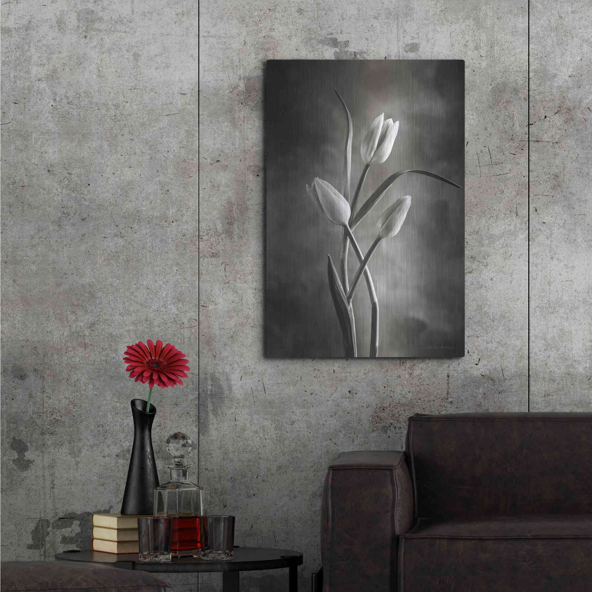 Luxe Metal Art 'Two Tone Tulips VII' by Debra Van Swearingen, Metal Wall Art,24x36