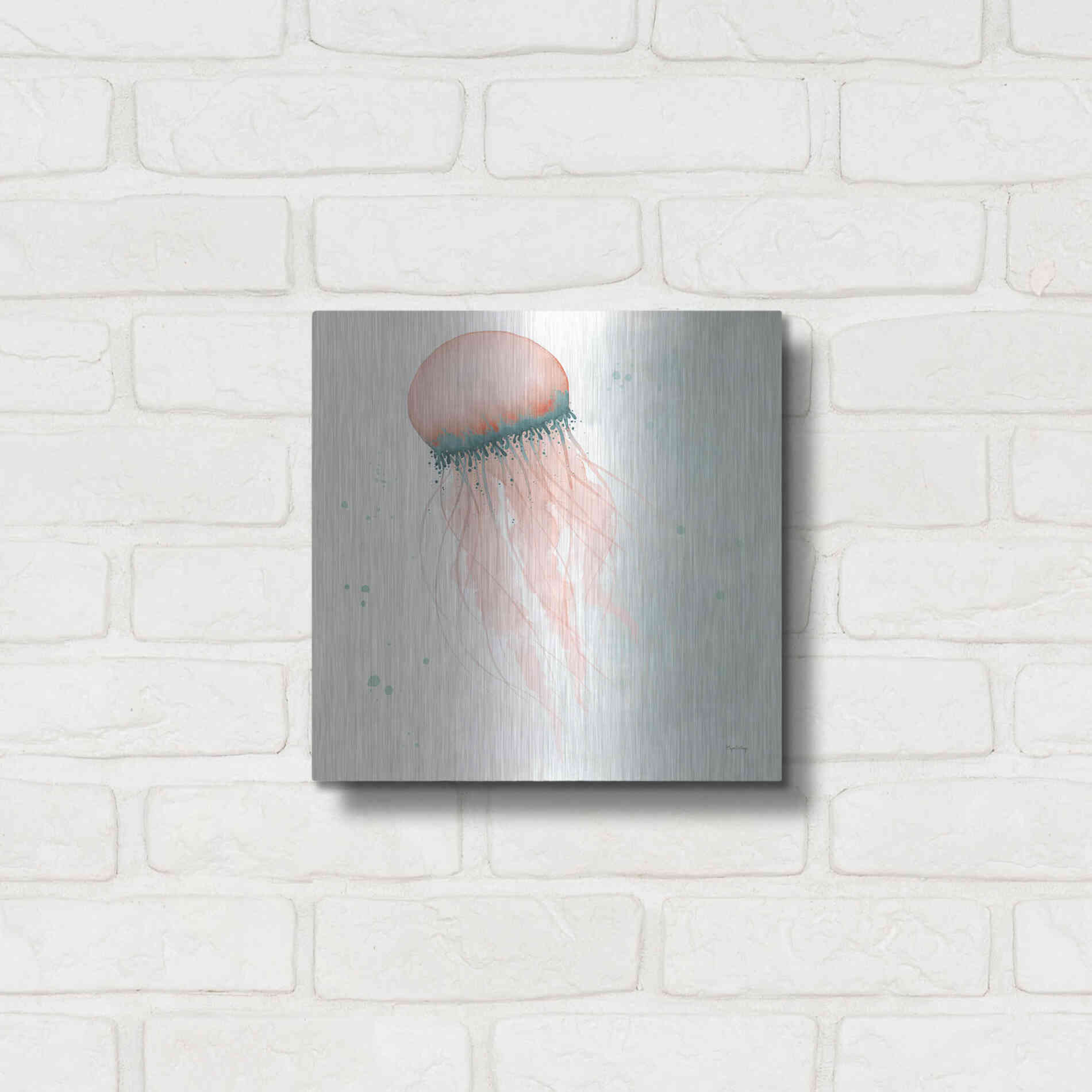 Luxe Metal Art 'Splash IV' by Elyse DeNeige, Metal Wall Art,12x12