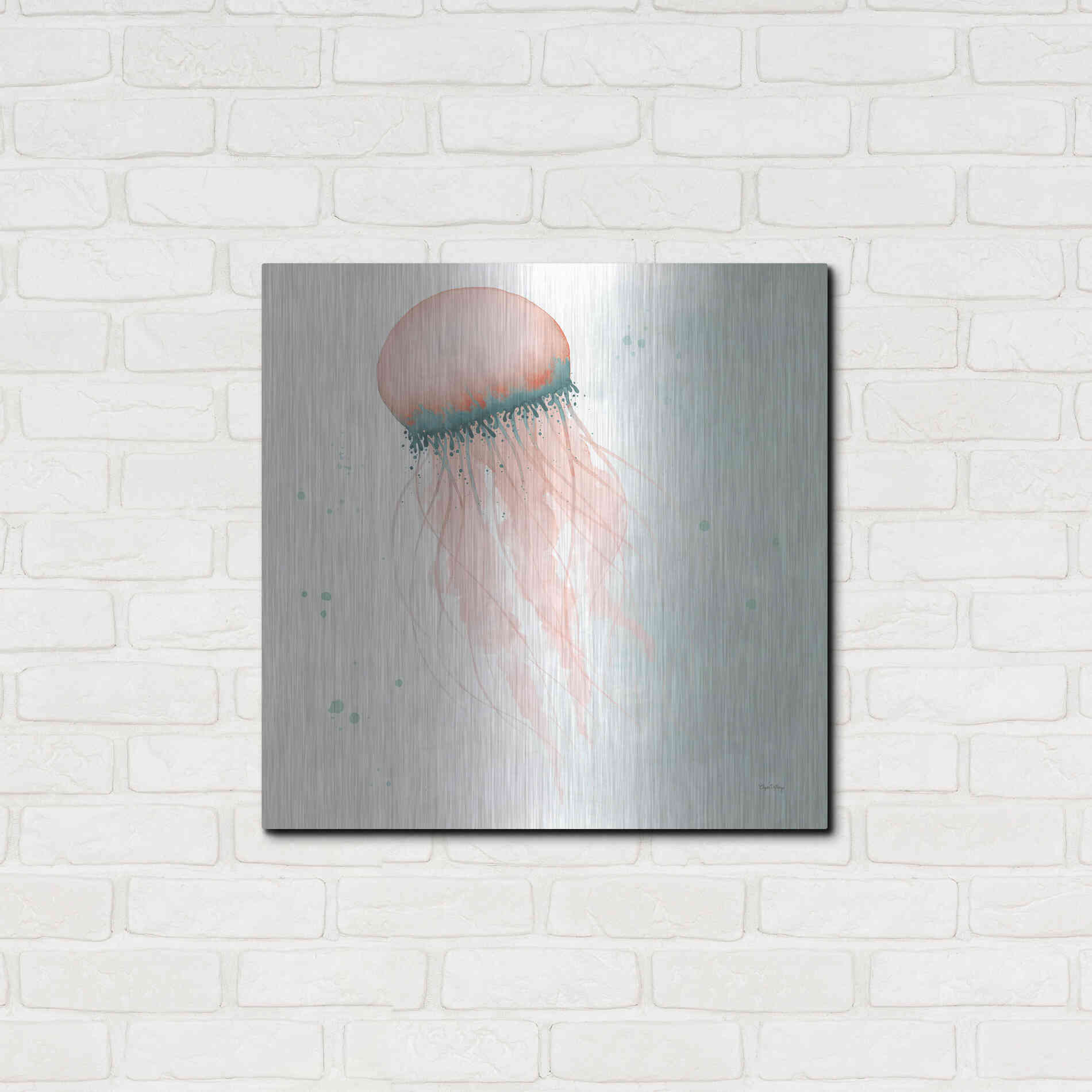 Luxe Metal Art 'Splash IV' by Elyse DeNeige, Metal Wall Art,24x24