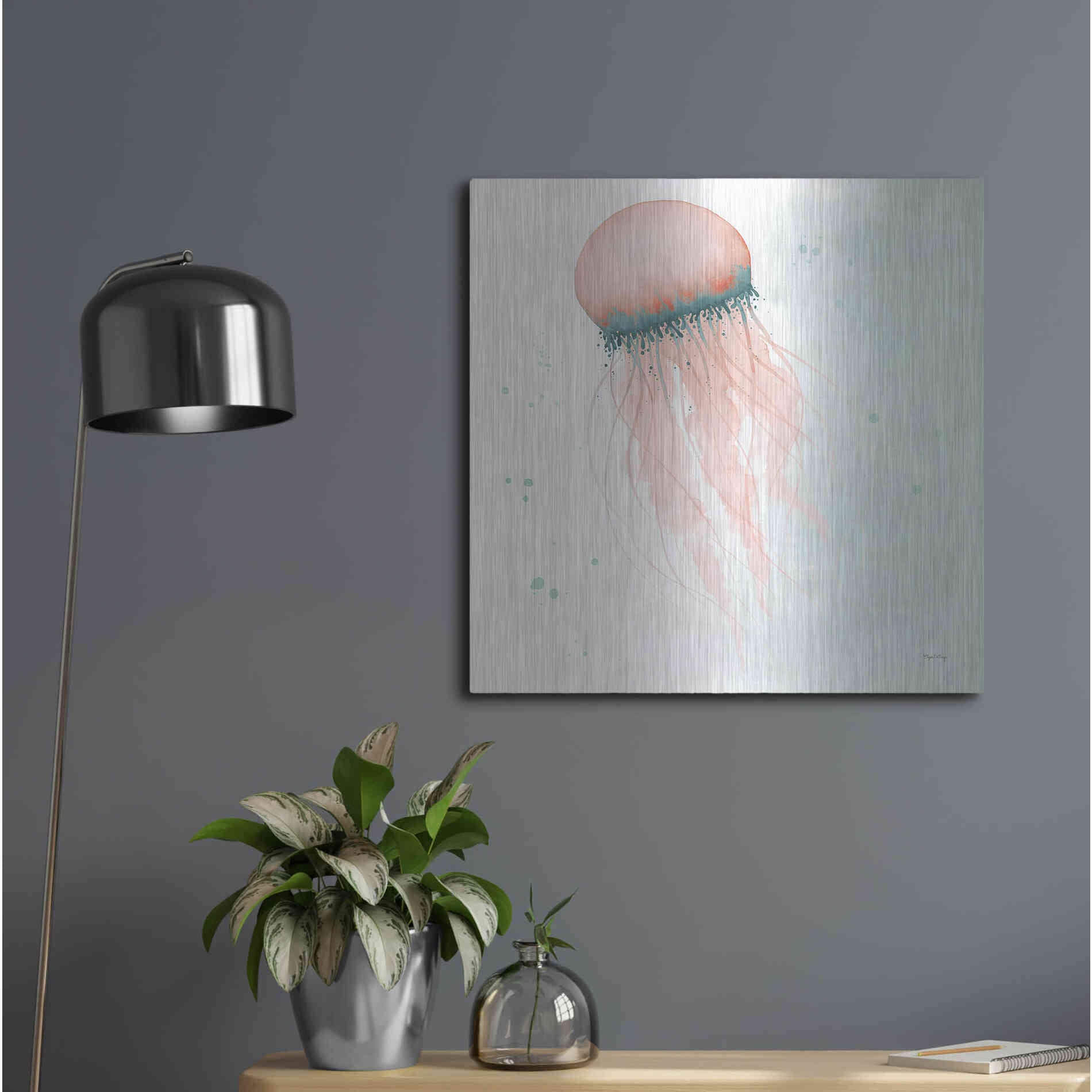 Luxe Metal Art 'Splash IV' by Elyse DeNeige, Metal Wall Art,24x24