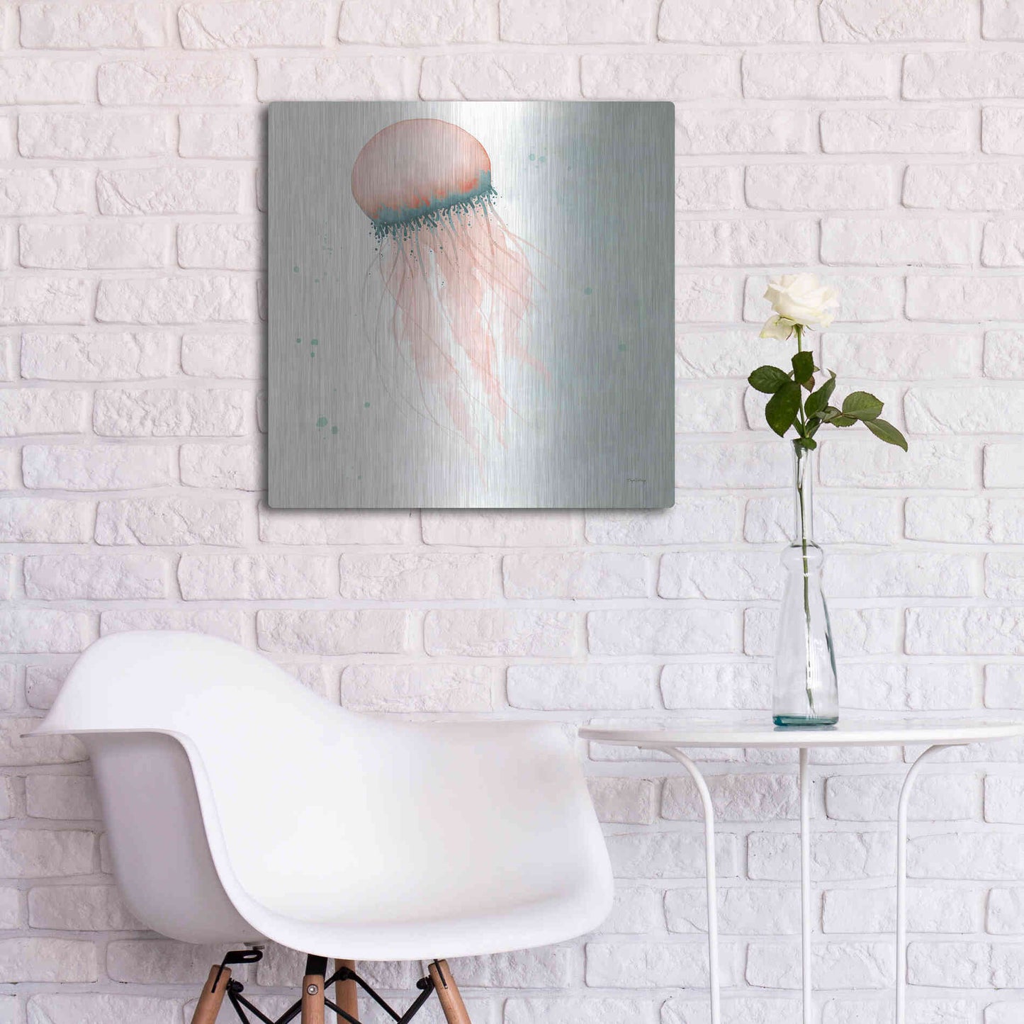 Luxe Metal Art 'Splash IV' by Elyse DeNeige, Metal Wall Art,24x24