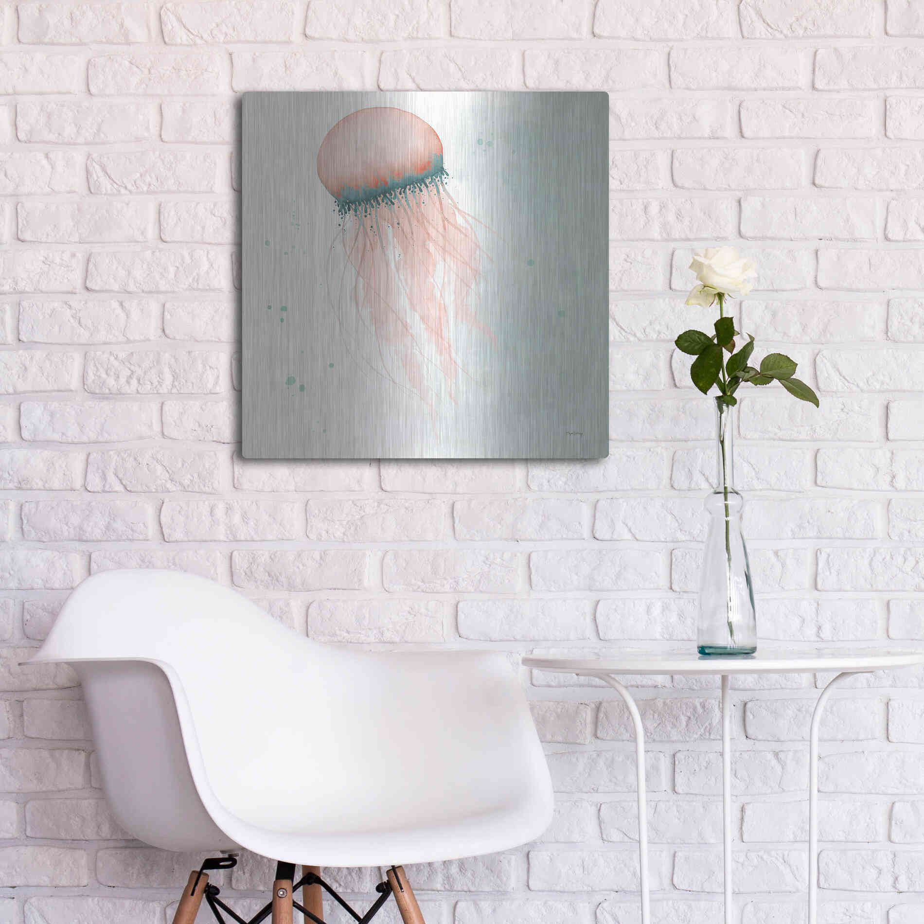 Luxe Metal Art 'Splash IV' by Elyse DeNeige, Metal Wall Art,24x24