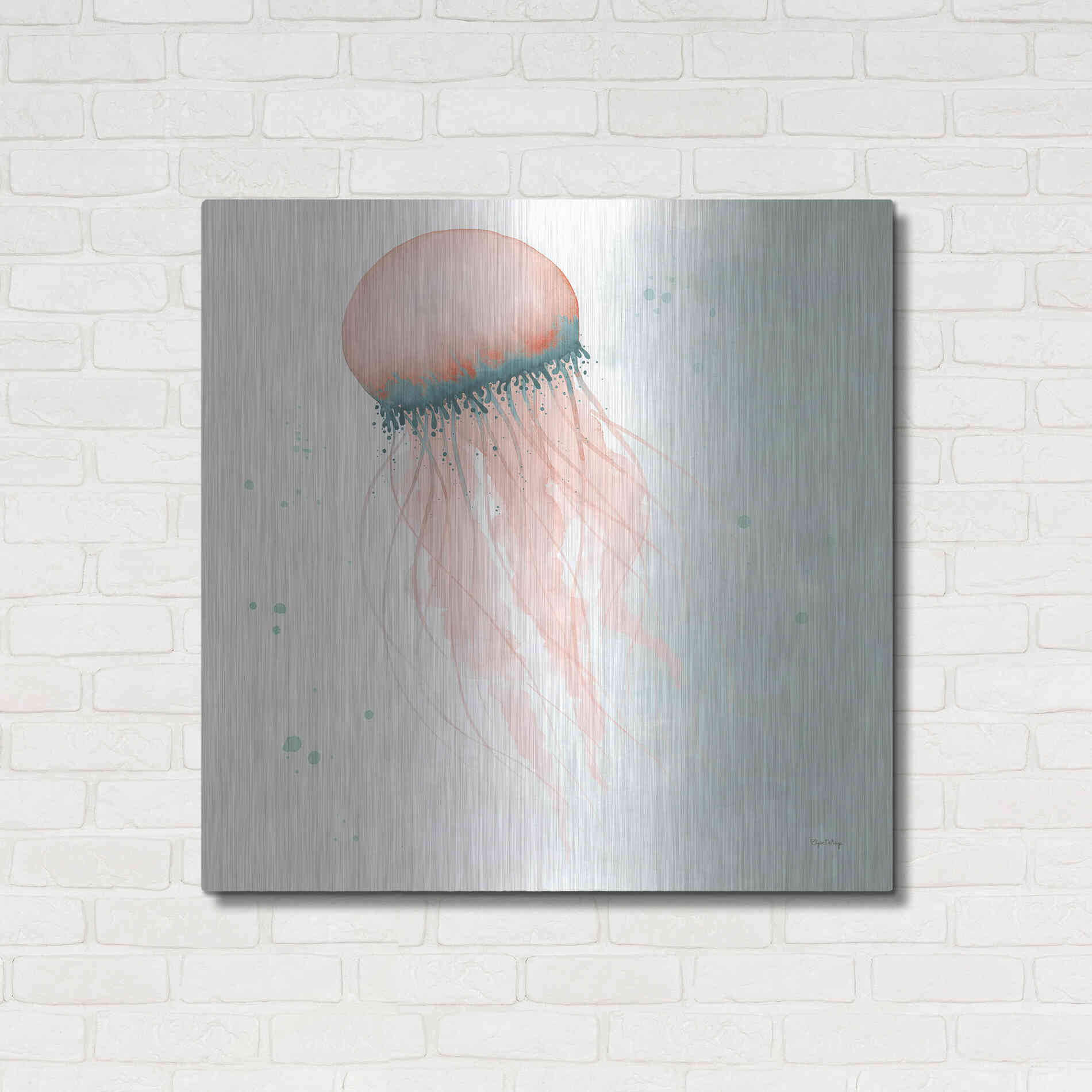 Luxe Metal Art 'Splash IV' by Elyse DeNeige, Metal Wall Art,36x36