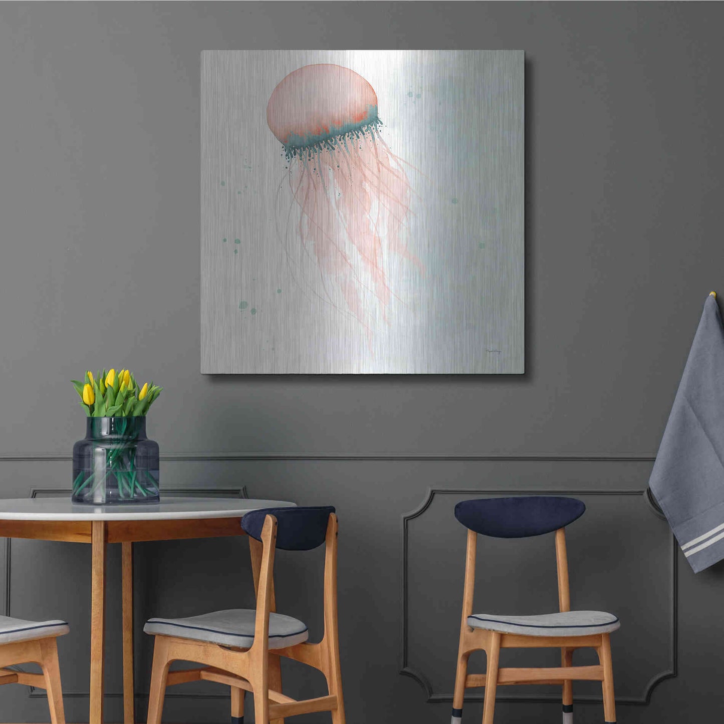 Luxe Metal Art 'Splash IV' by Elyse DeNeige, Metal Wall Art,36x36