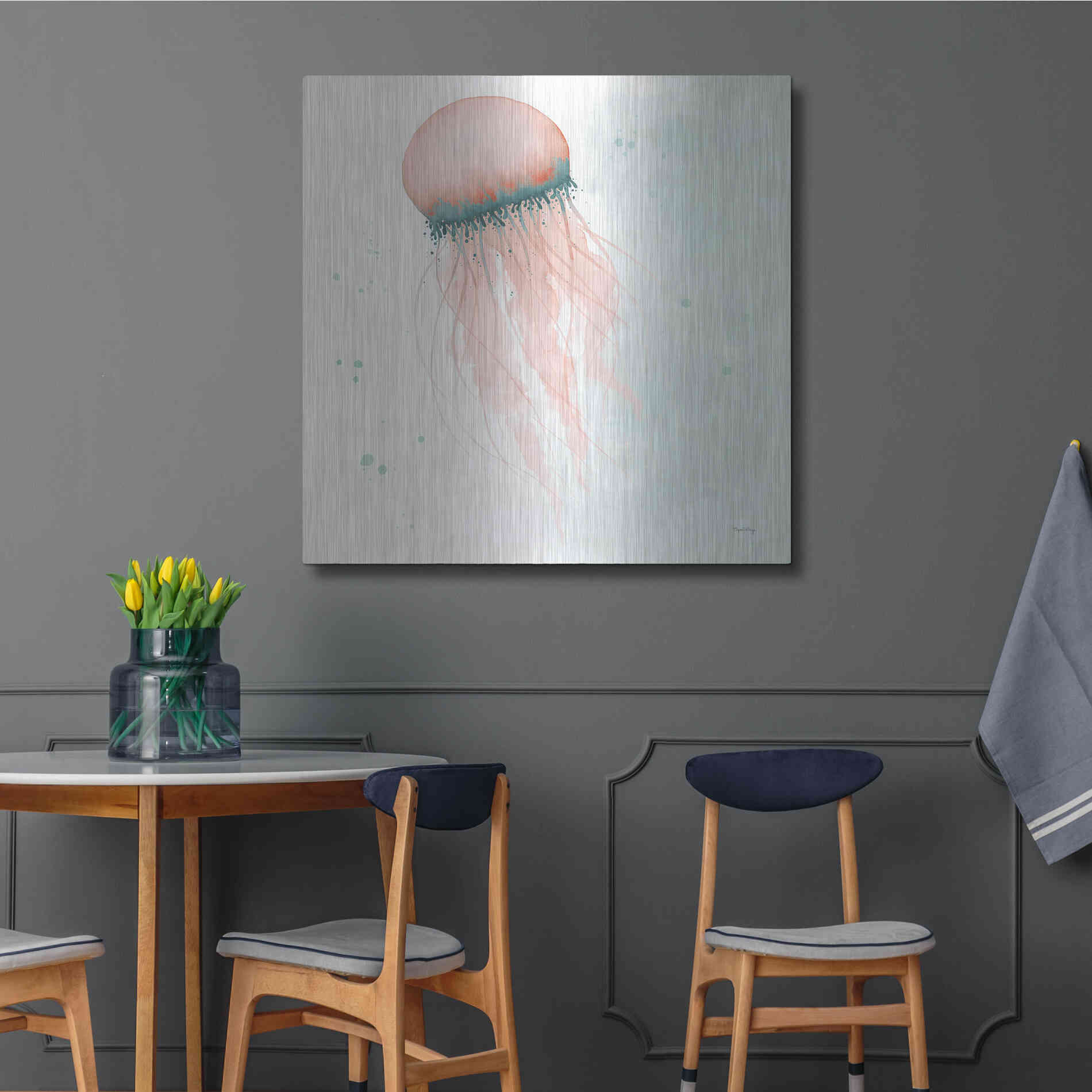 Luxe Metal Art 'Splash IV' by Elyse DeNeige, Metal Wall Art,36x36