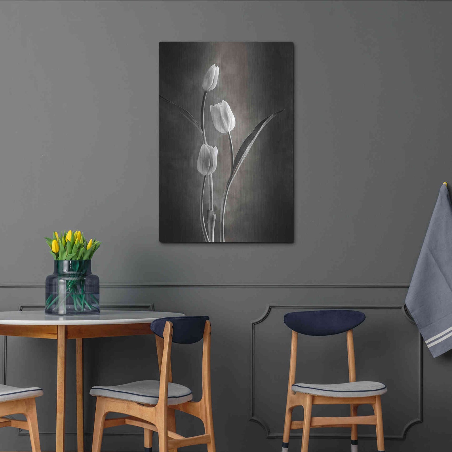 Luxe Metal Art 'Two Tone Tulips VIII' by Debra Van Swearingen, Metal Wall Art,24x36