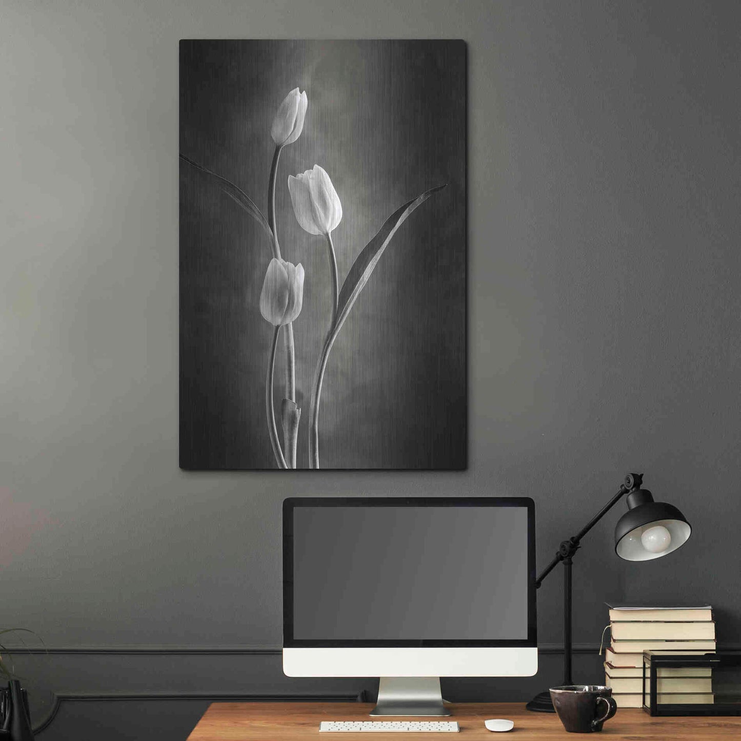 Luxe Metal Art 'Two Tone Tulips VIII' by Debra Van Swearingen, Metal Wall Art,24x36