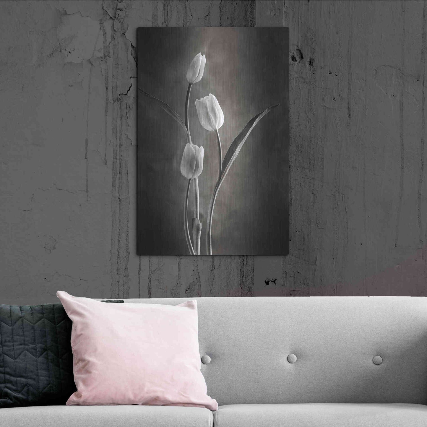 Luxe Metal Art 'Two Tone Tulips VIII' by Debra Van Swearingen, Metal Wall Art,24x36