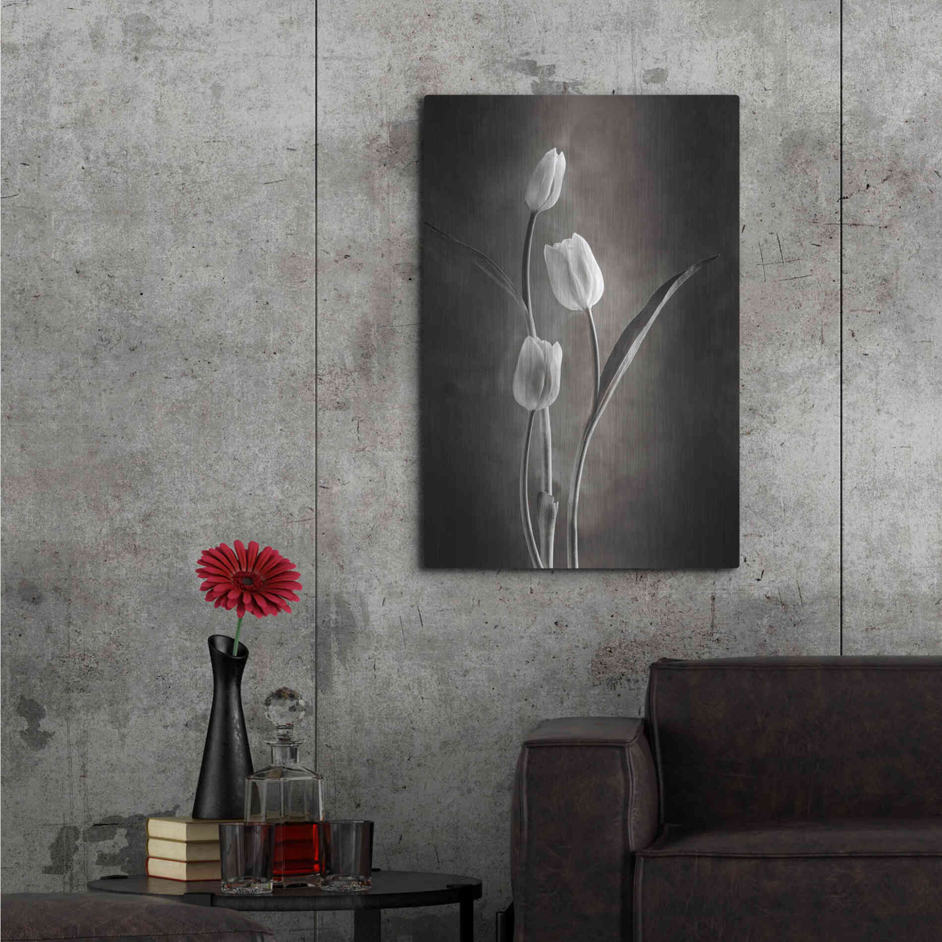 Luxe Metal Art 'Two Tone Tulips VIII' by Debra Van Swearingen, Metal Wall Art,24x36