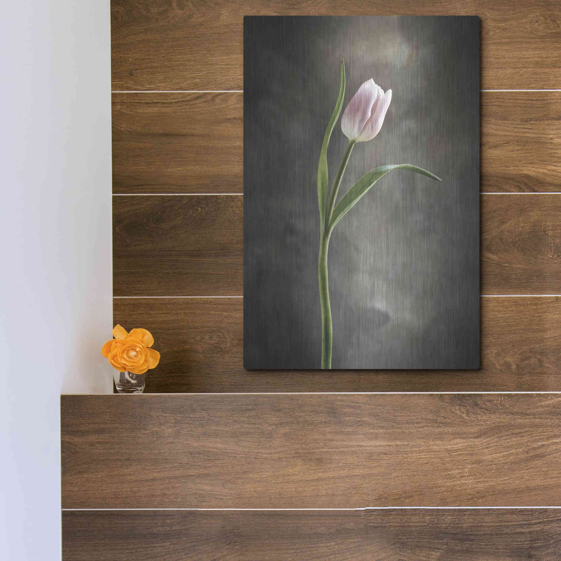 Luxe Metal Art 'Spring Tulips I' by Debra Van Swearingen, Metal Wall Art,12x16