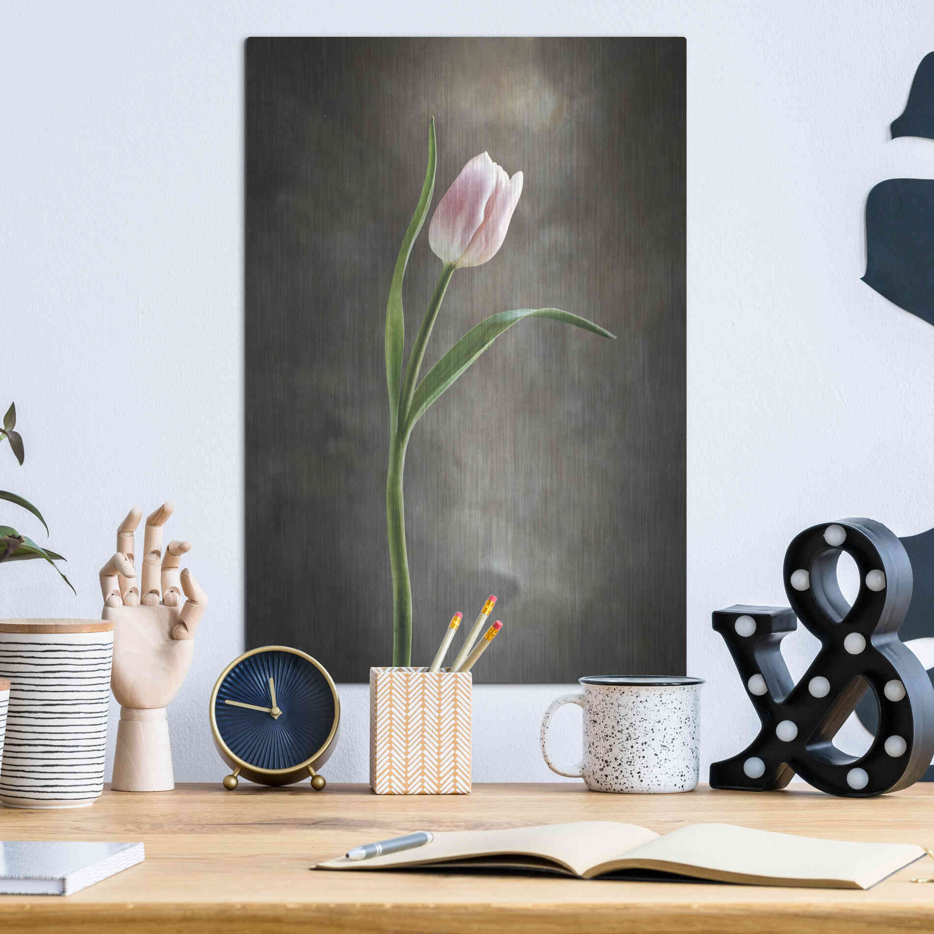 Luxe Metal Art 'Spring Tulips I' by Debra Van Swearingen, Metal Wall Art,12x16