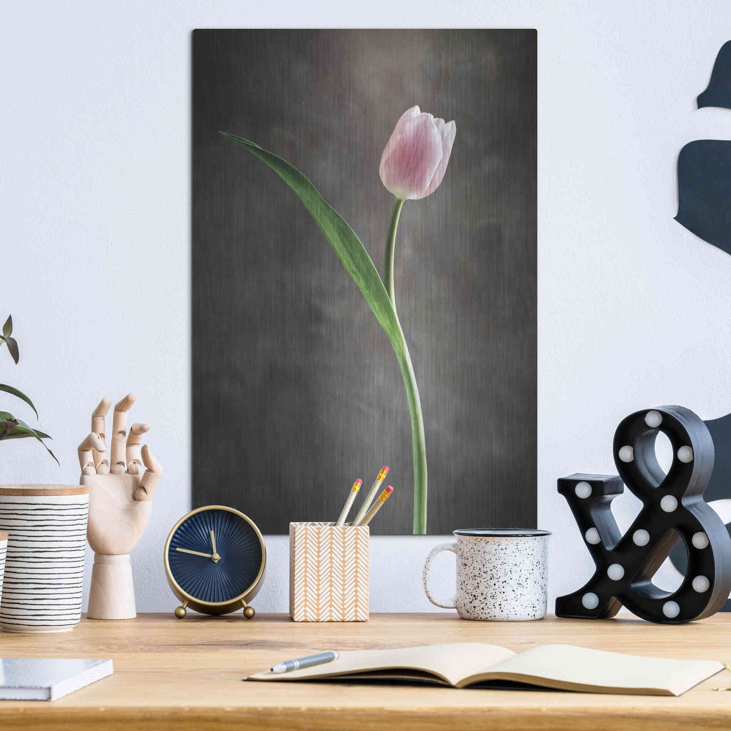 Luxe Metal Art 'Spring Tulips II' by Debra Van Swearingen, Metal Wall Art,12x16