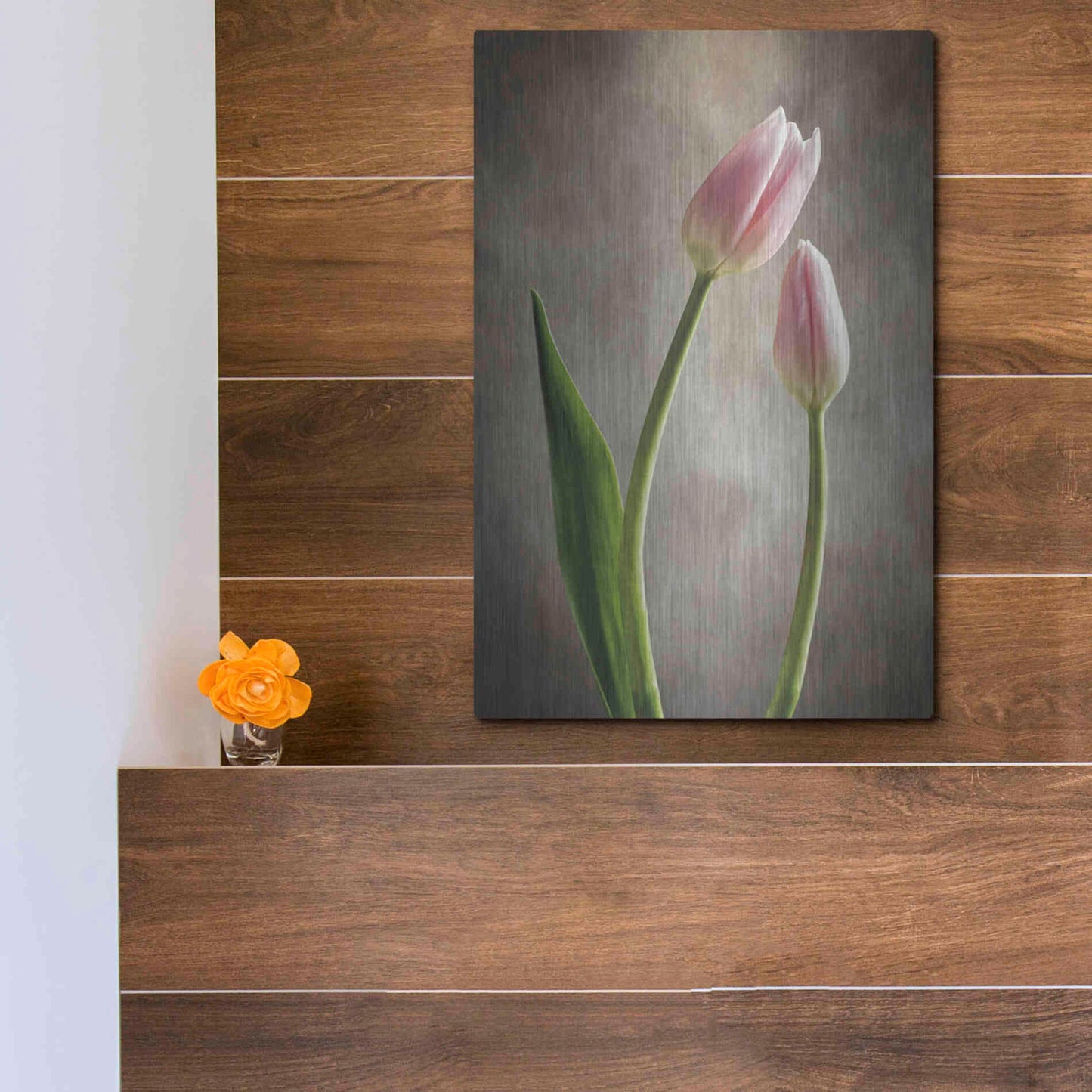 Luxe Metal Art 'Spring Tulips III' by Debra Van Swearingen, Metal Wall Art,12x16