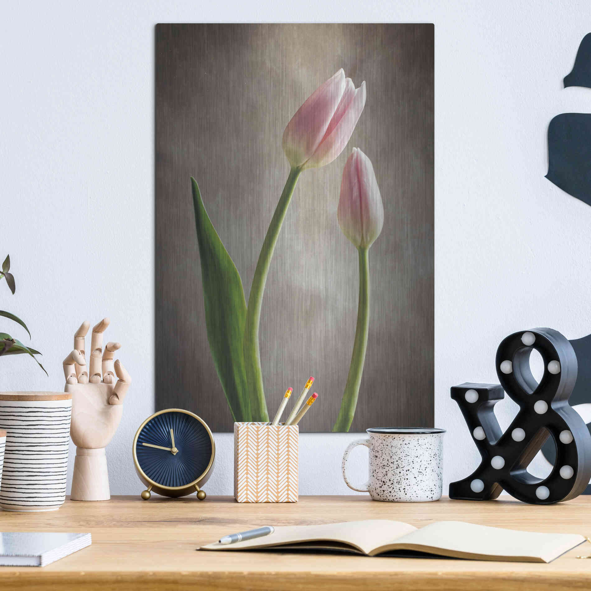 Luxe Metal Art 'Spring Tulips III' by Debra Van Swearingen, Metal Wall Art,12x16