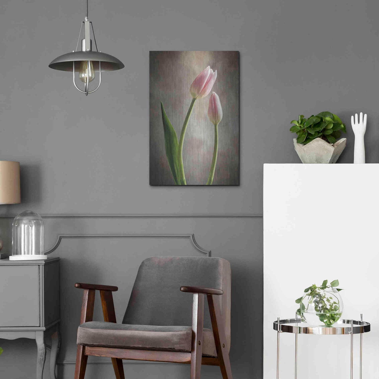 Luxe Metal Art 'Spring Tulips III' by Debra Van Swearingen, Metal Wall Art,16x24