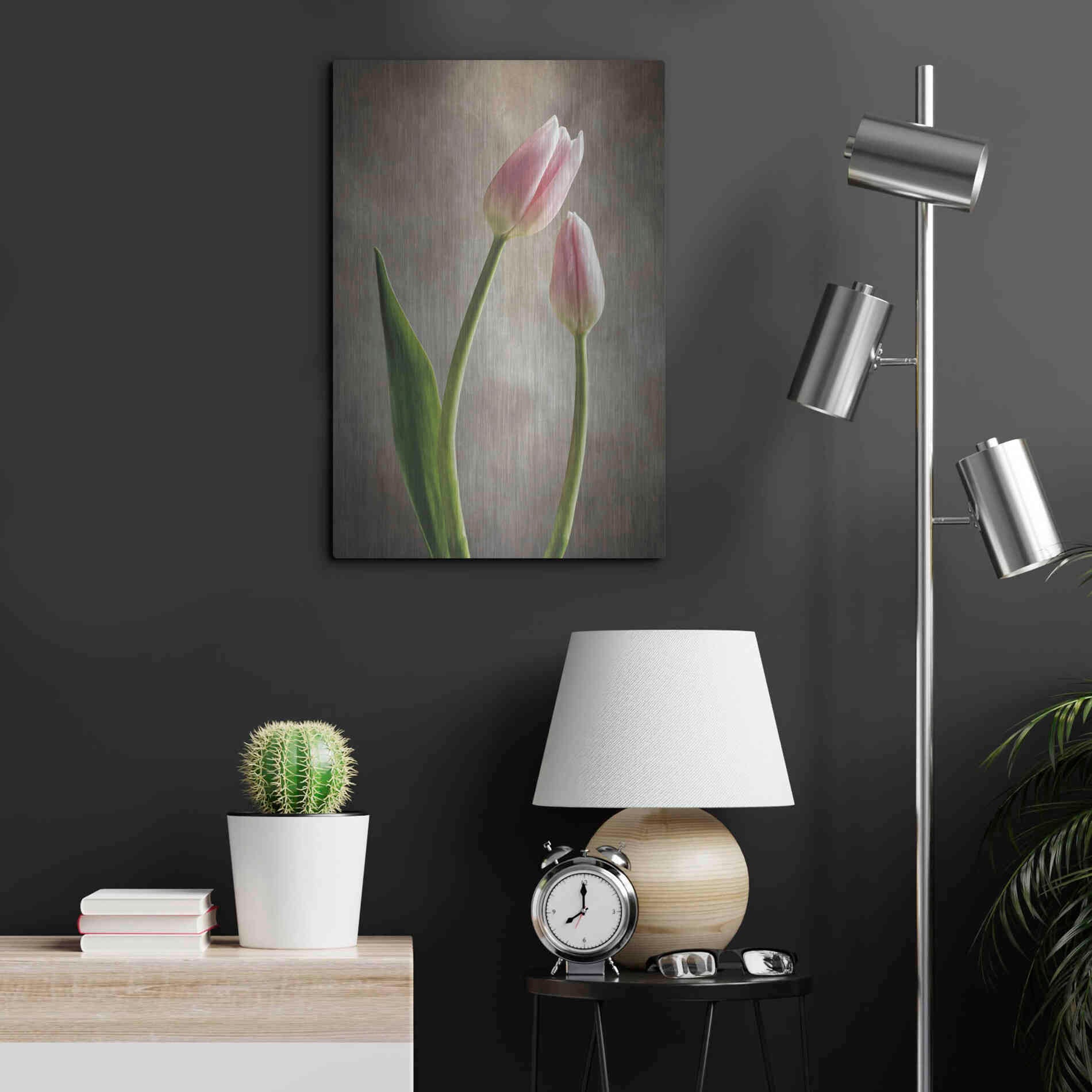 Luxe Metal Art 'Spring Tulips III' by Debra Van Swearingen, Metal Wall Art,16x24