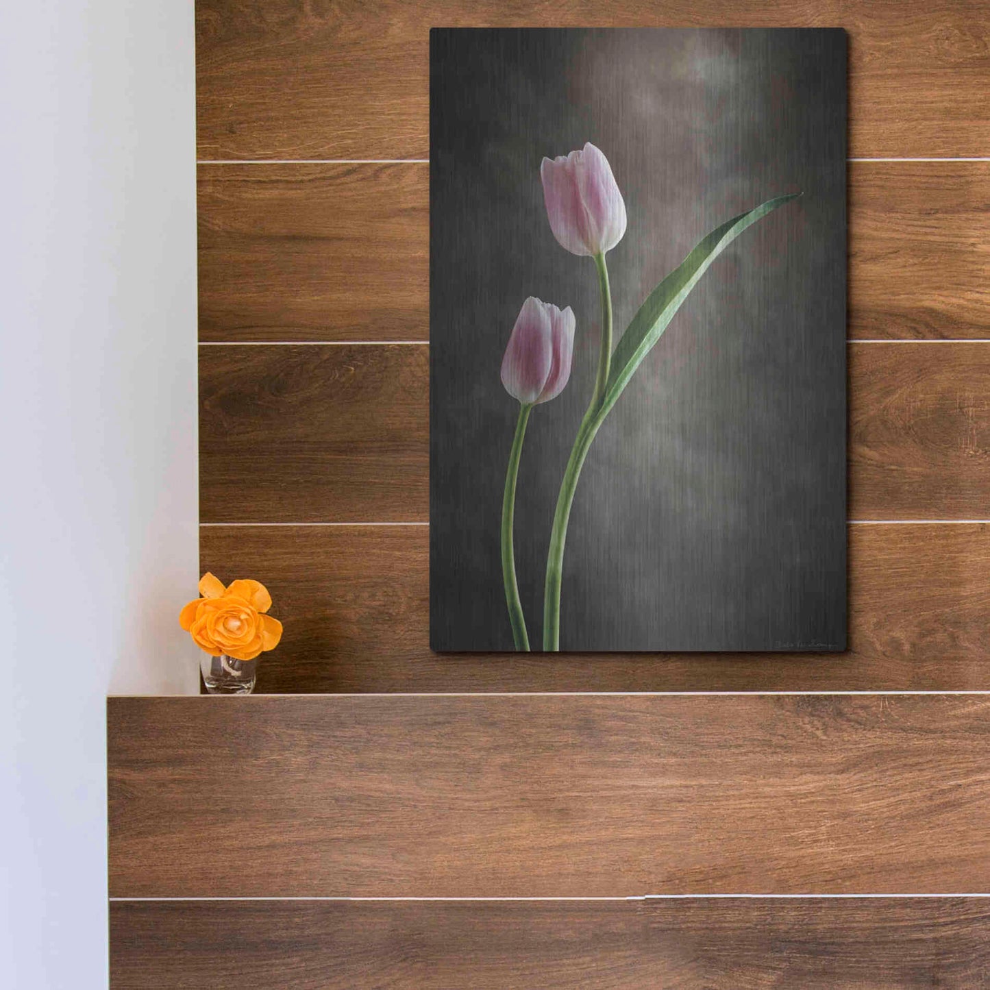 Luxe Metal Art 'Spring Tulips IV' by Debra Van Swearingen, Metal Wall Art,12x16