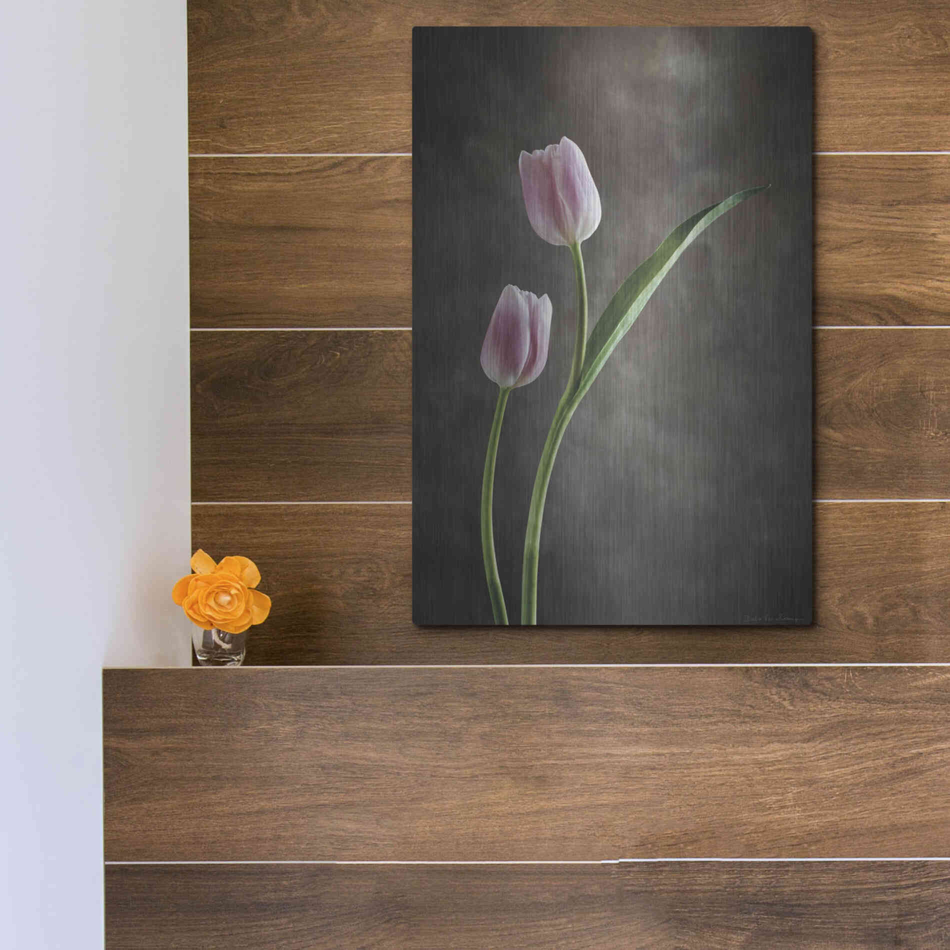 Luxe Metal Art 'Spring Tulips IV' by Debra Van Swearingen, Metal Wall Art,12x16