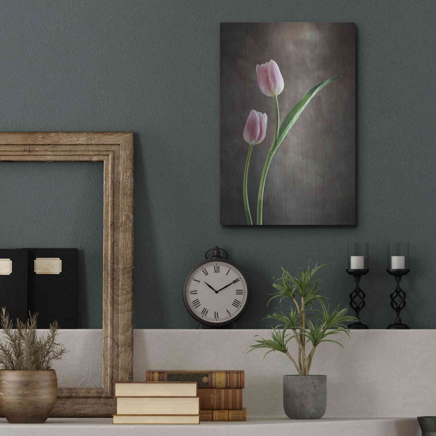 Luxe Metal Art 'Spring Tulips IV' by Debra Van Swearingen, Metal Wall Art,12x16