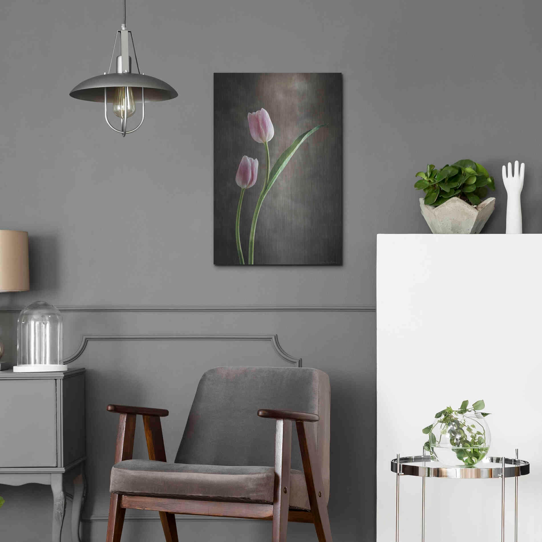 Luxe Metal Art 'Spring Tulips IV' by Debra Van Swearingen, Metal Wall Art,16x24