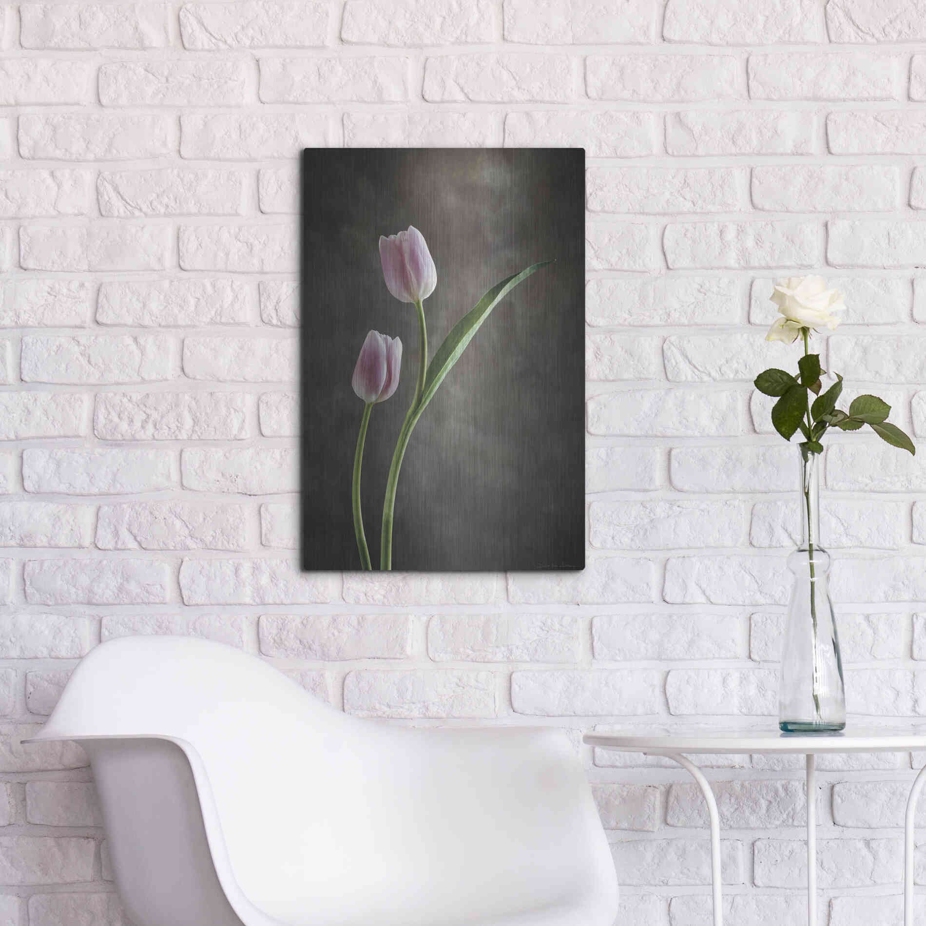 Luxe Metal Art 'Spring Tulips IV' by Debra Van Swearingen, Metal Wall Art,16x24