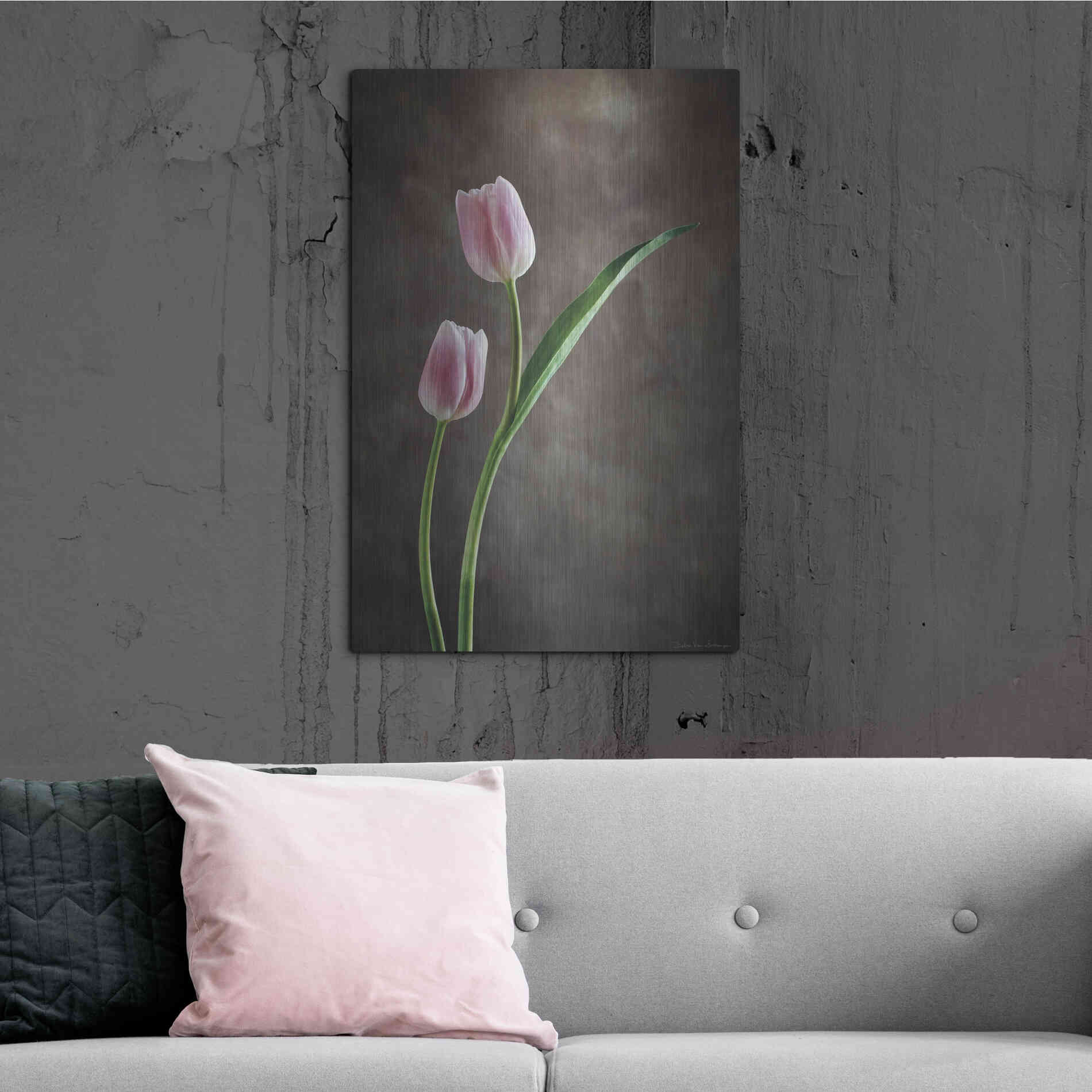 Luxe Metal Art 'Spring Tulips IV' by Debra Van Swearingen, Metal Wall Art,24x36