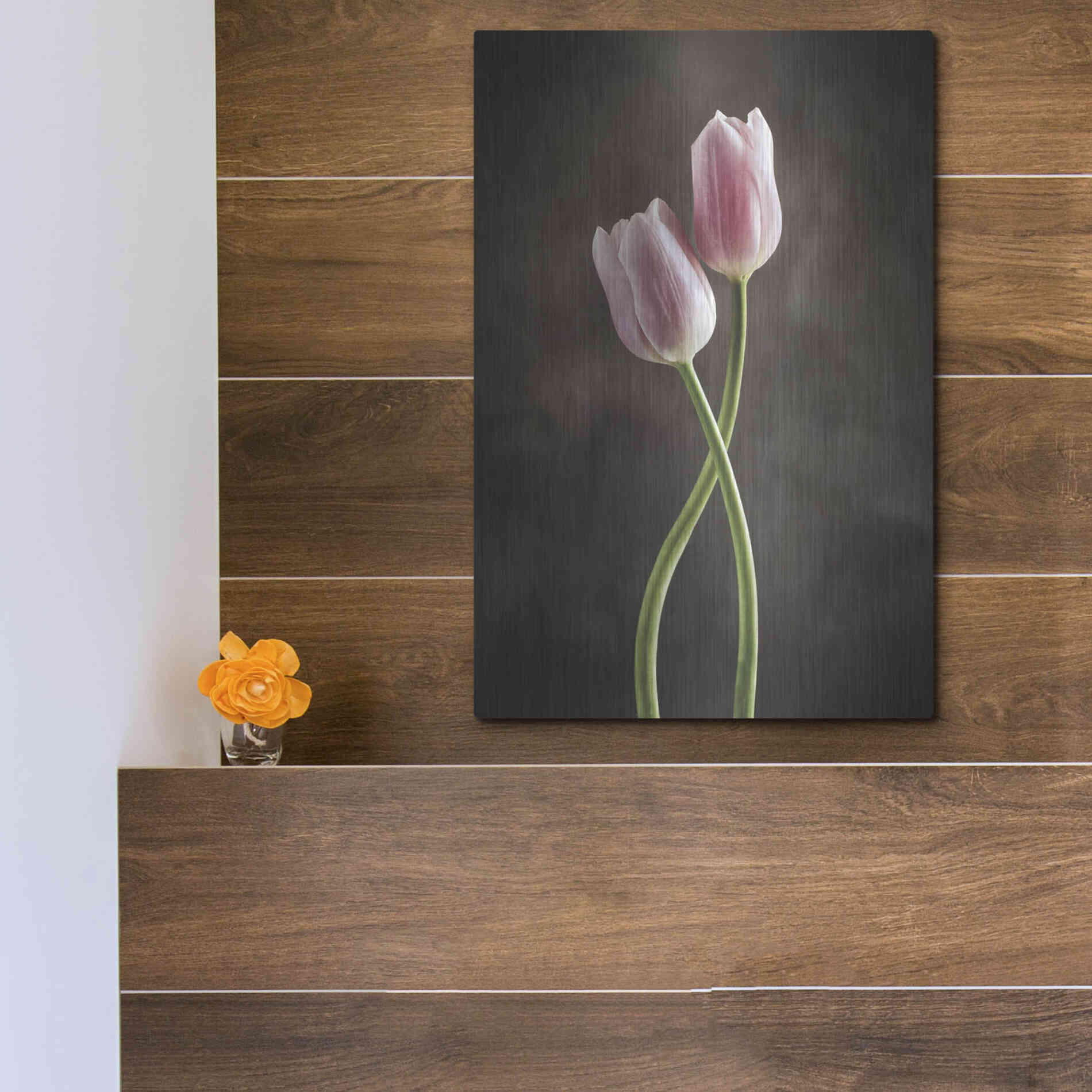 Luxe Metal Art 'Spring Tulips V' by Debra Van Swearingen, Metal Wall Art,12x16