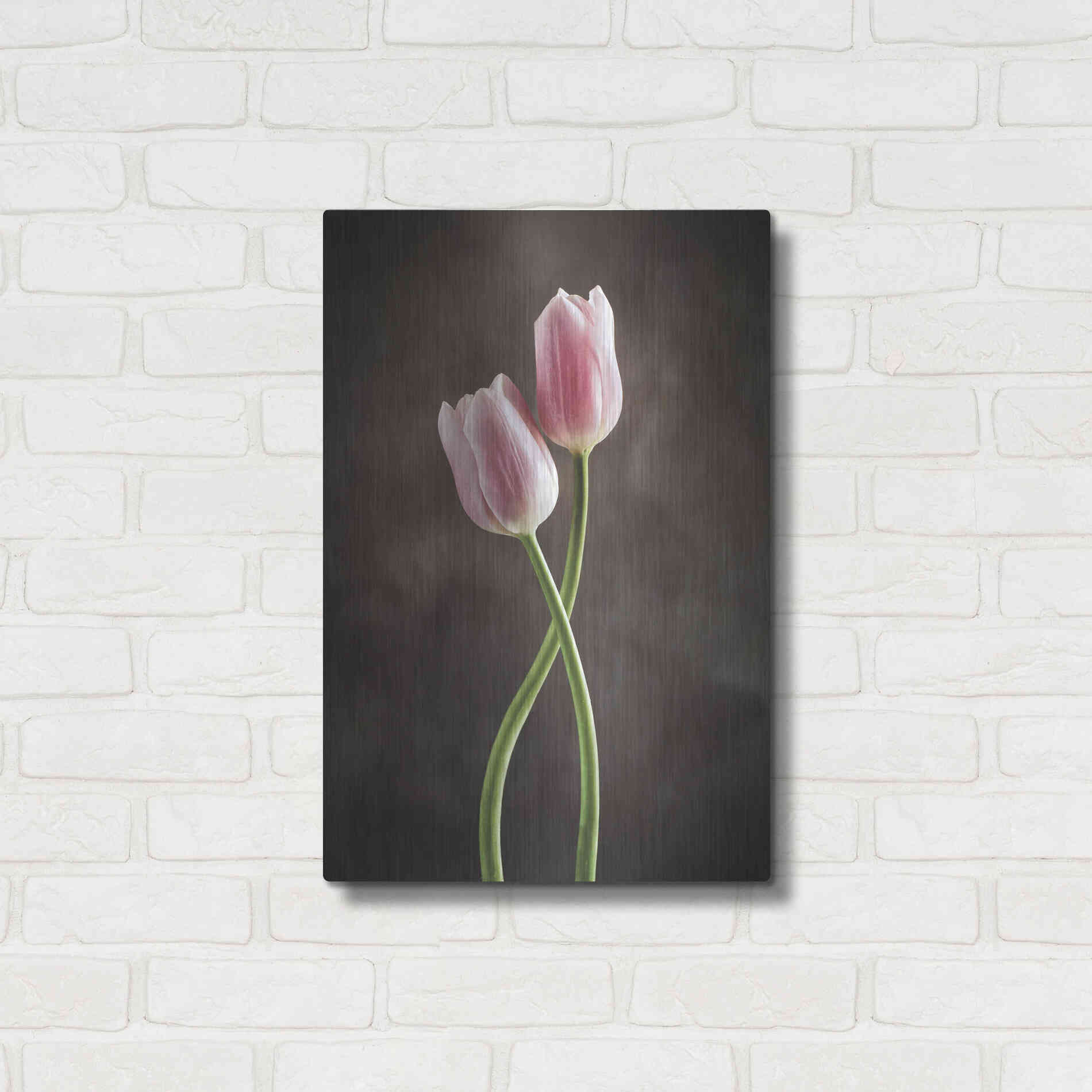 Luxe Metal Art 'Spring Tulips V' by Debra Van Swearingen, Metal Wall Art,16x24