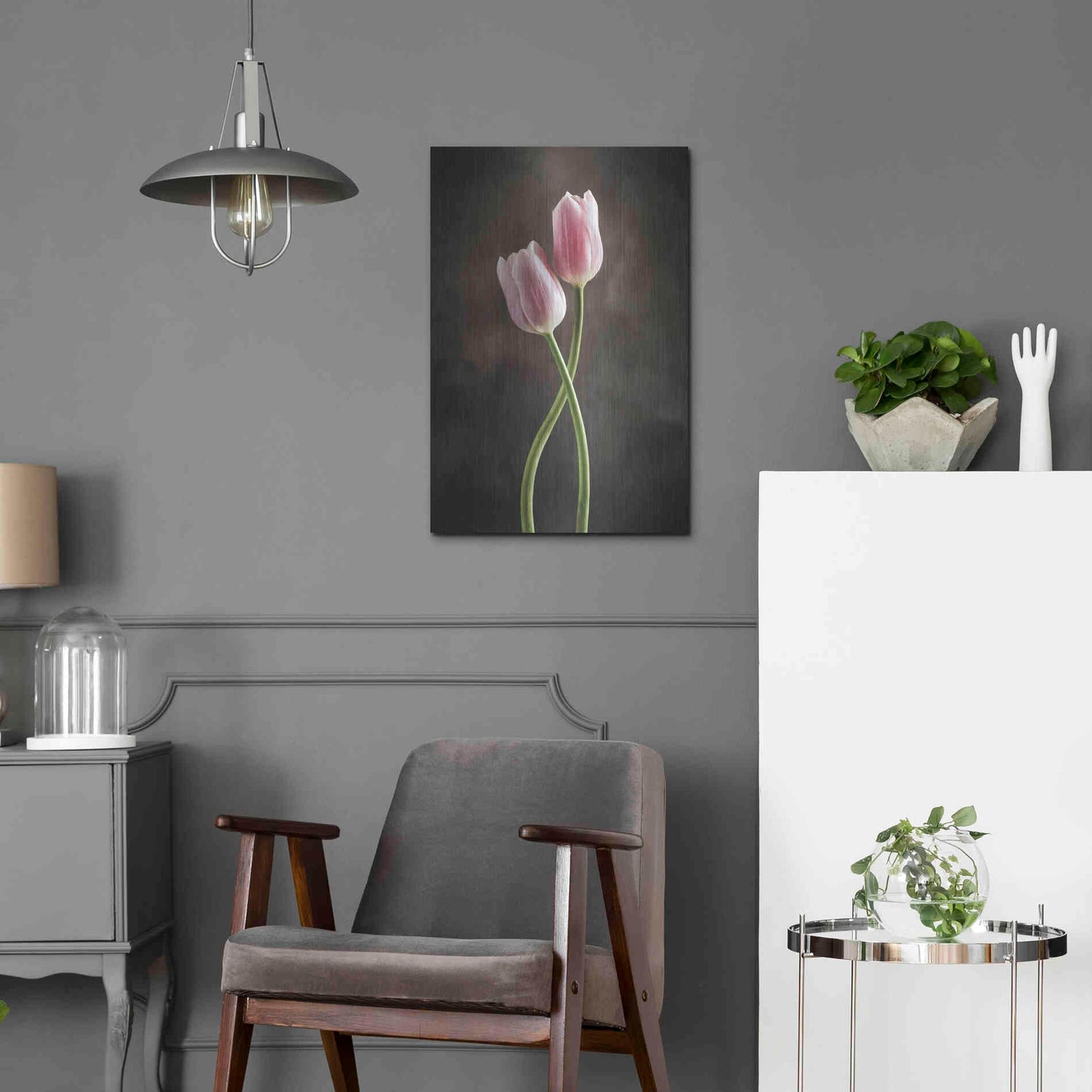 Luxe Metal Art 'Spring Tulips V' by Debra Van Swearingen, Metal Wall Art,16x24