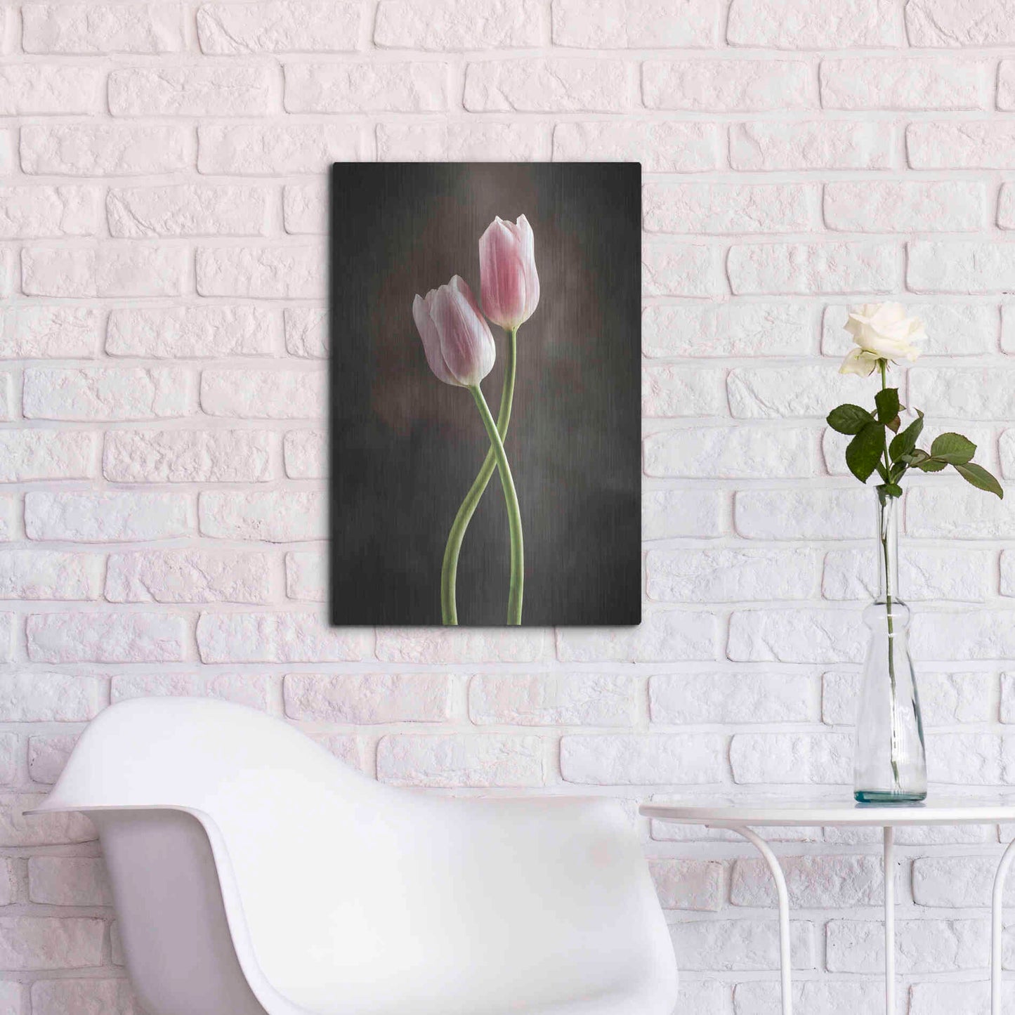 Luxe Metal Art 'Spring Tulips V' by Debra Van Swearingen, Metal Wall Art,16x24