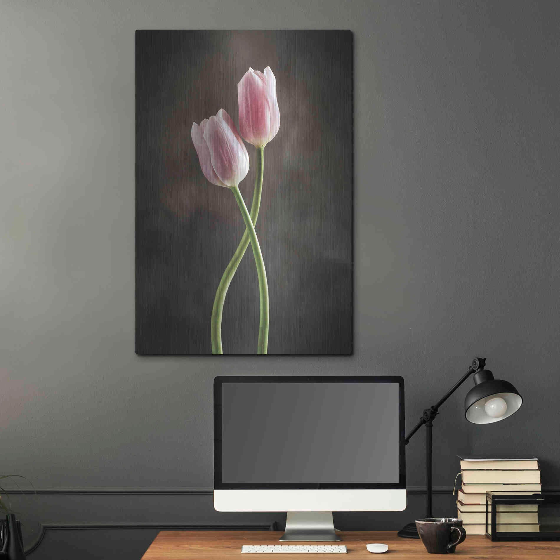 Luxe Metal Art 'Spring Tulips V' by Debra Van Swearingen, Metal Wall Art,24x36