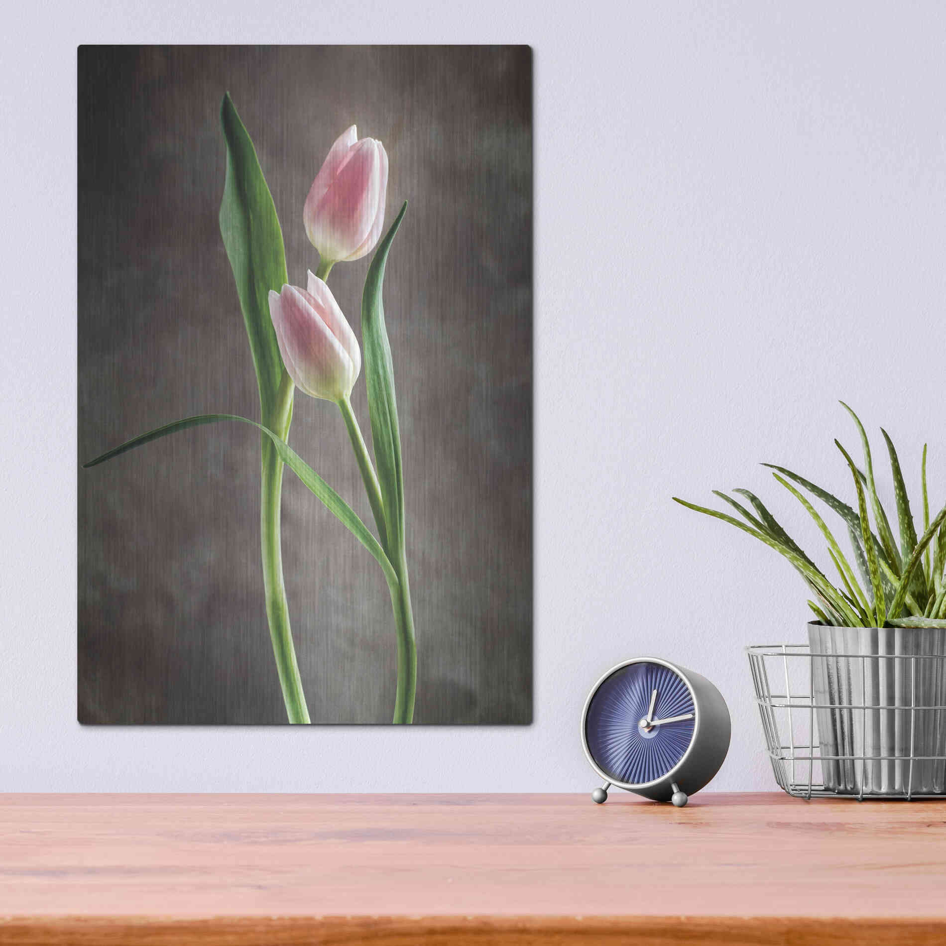 Luxe Metal Art 'Spring Tulips VI' by Debra Van Swearingen, Metal Wall Art,12x16