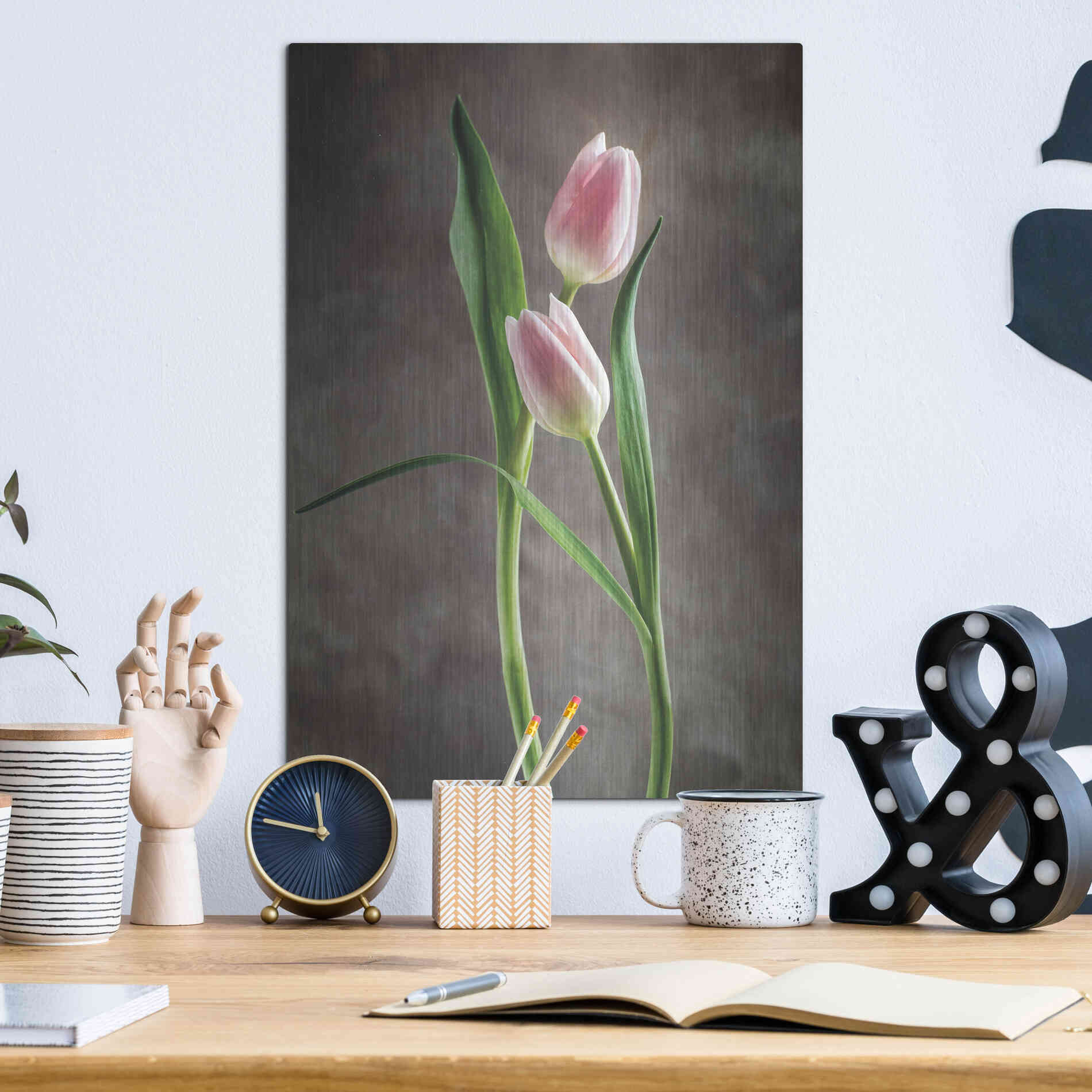 Luxe Metal Art 'Spring Tulips VI' by Debra Van Swearingen, Metal Wall Art,12x16