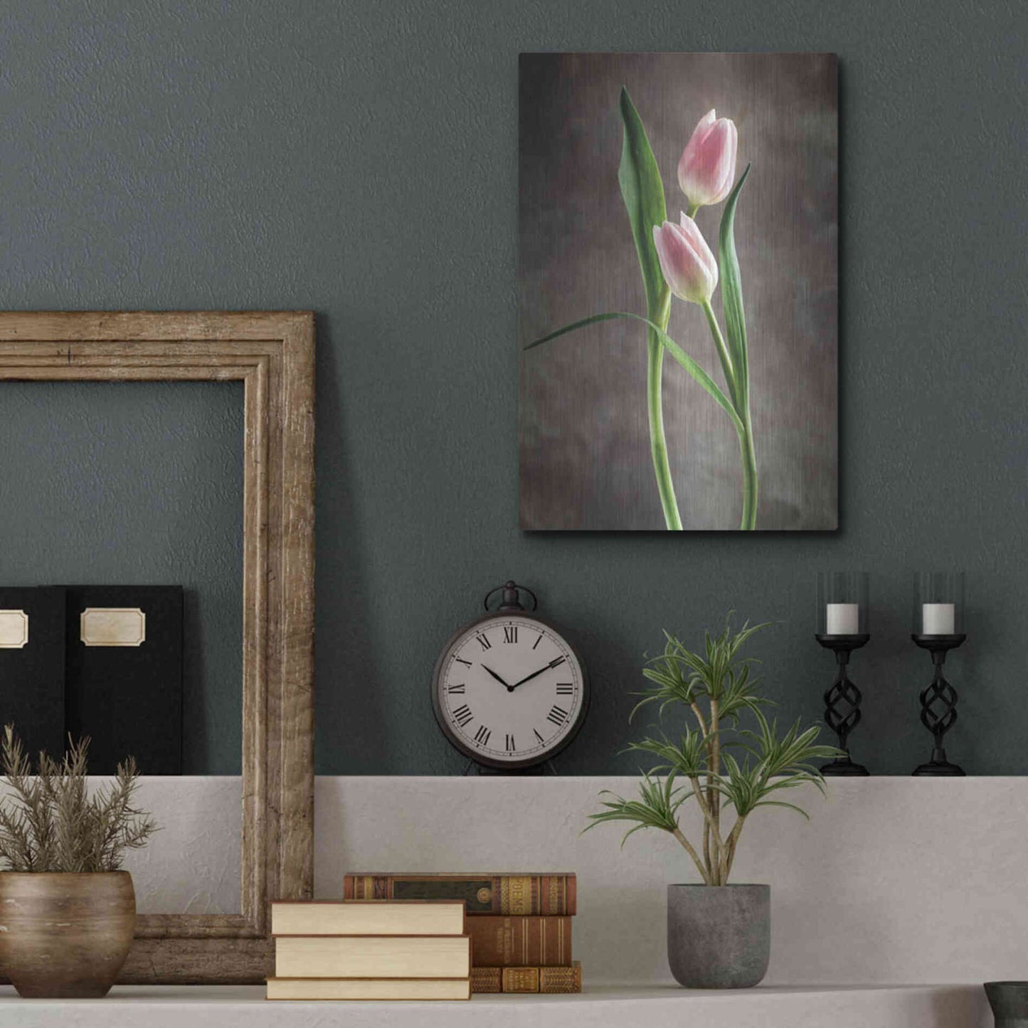 Luxe Metal Art 'Spring Tulips VI' by Debra Van Swearingen, Metal Wall Art,12x16