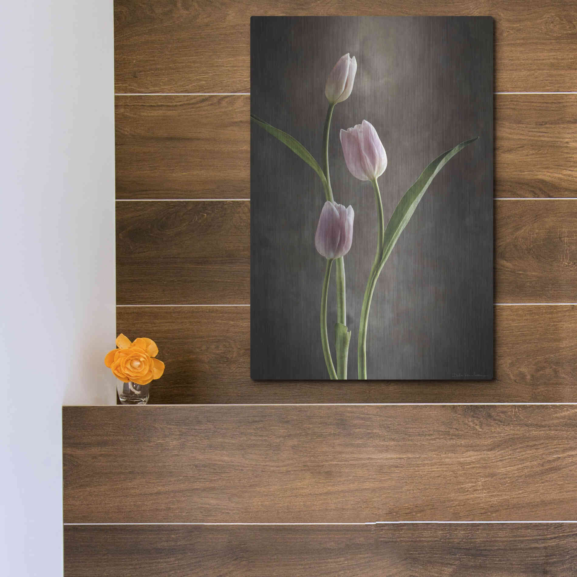 Luxe Metal Art 'Spring Tulips VIII' by Debra Van Swearingen, Metal Wall Art,12x16