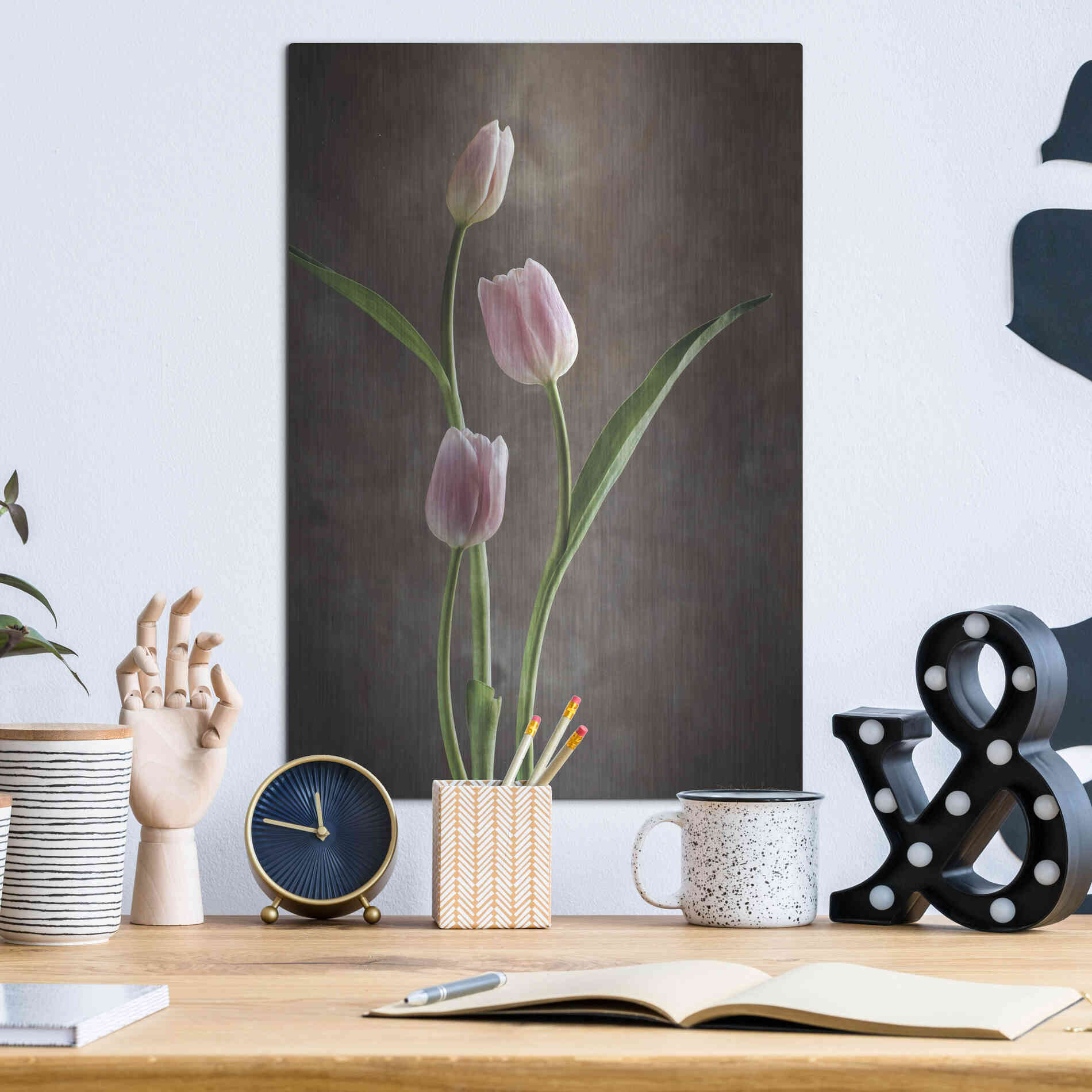 Luxe Metal Art 'Spring Tulips VIII' by Debra Van Swearingen, Metal Wall Art,12x16