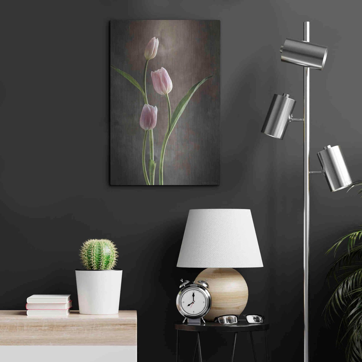 Luxe Metal Art 'Spring Tulips VIII' by Debra Van Swearingen, Metal Wall Art,16x24