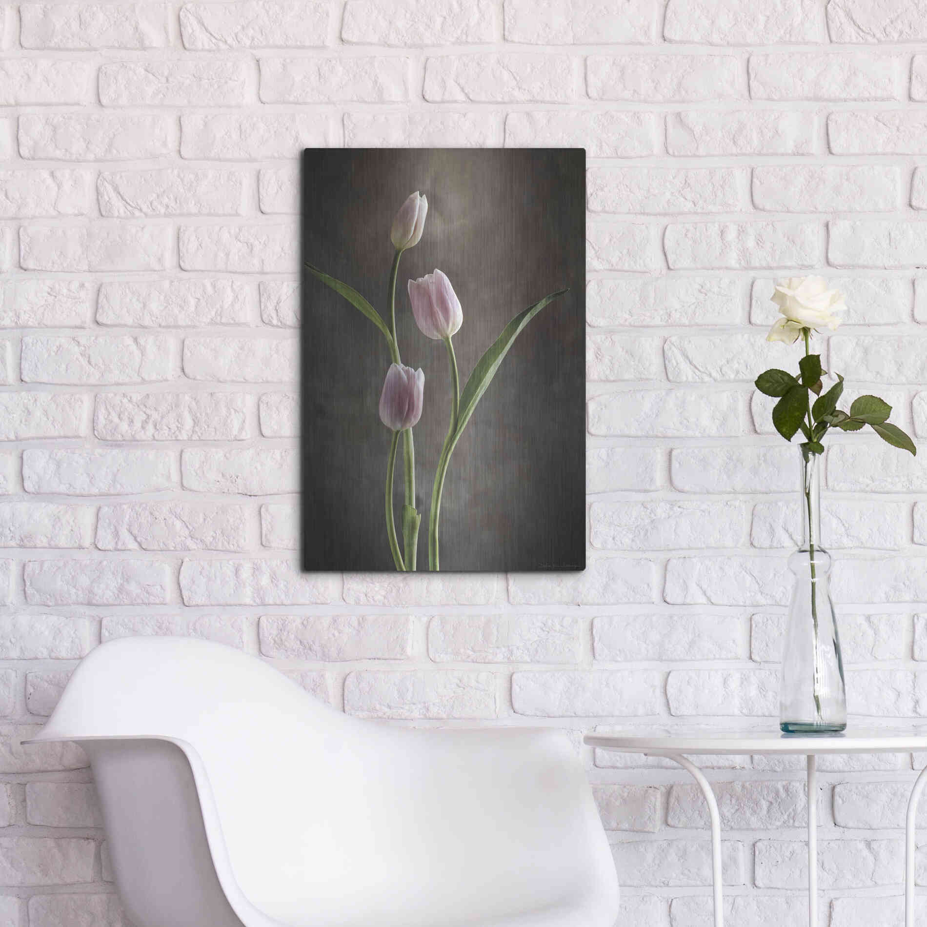 Luxe Metal Art 'Spring Tulips VIII' by Debra Van Swearingen, Metal Wall Art,16x24