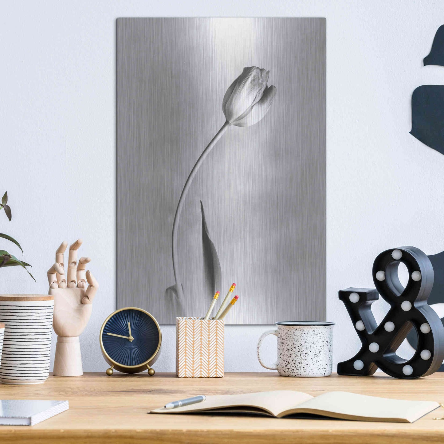 Luxe Metal Art 'Soft Tulips I' by Debra Van Swearingen, Metal Wall Art,12x16