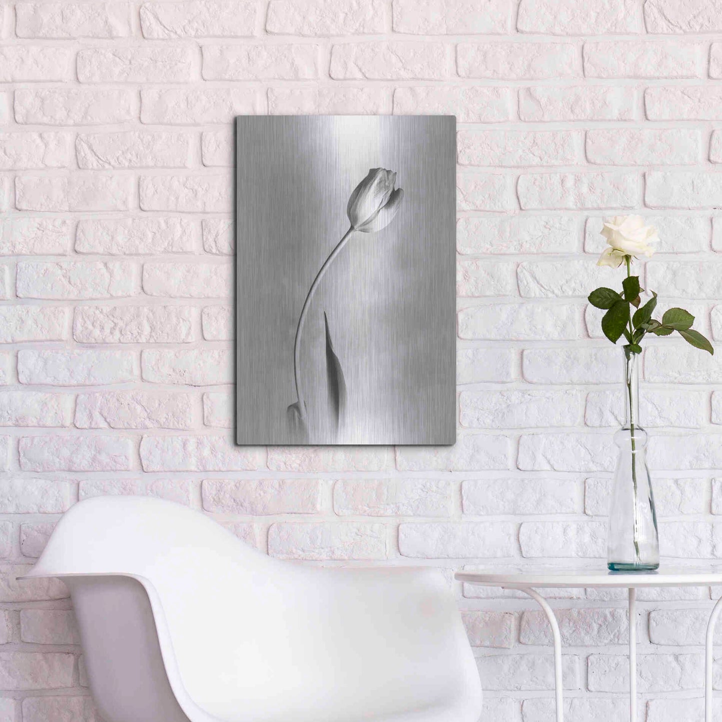 Luxe Metal Art 'Soft Tulips I' by Debra Van Swearingen, Metal Wall Art,16x24