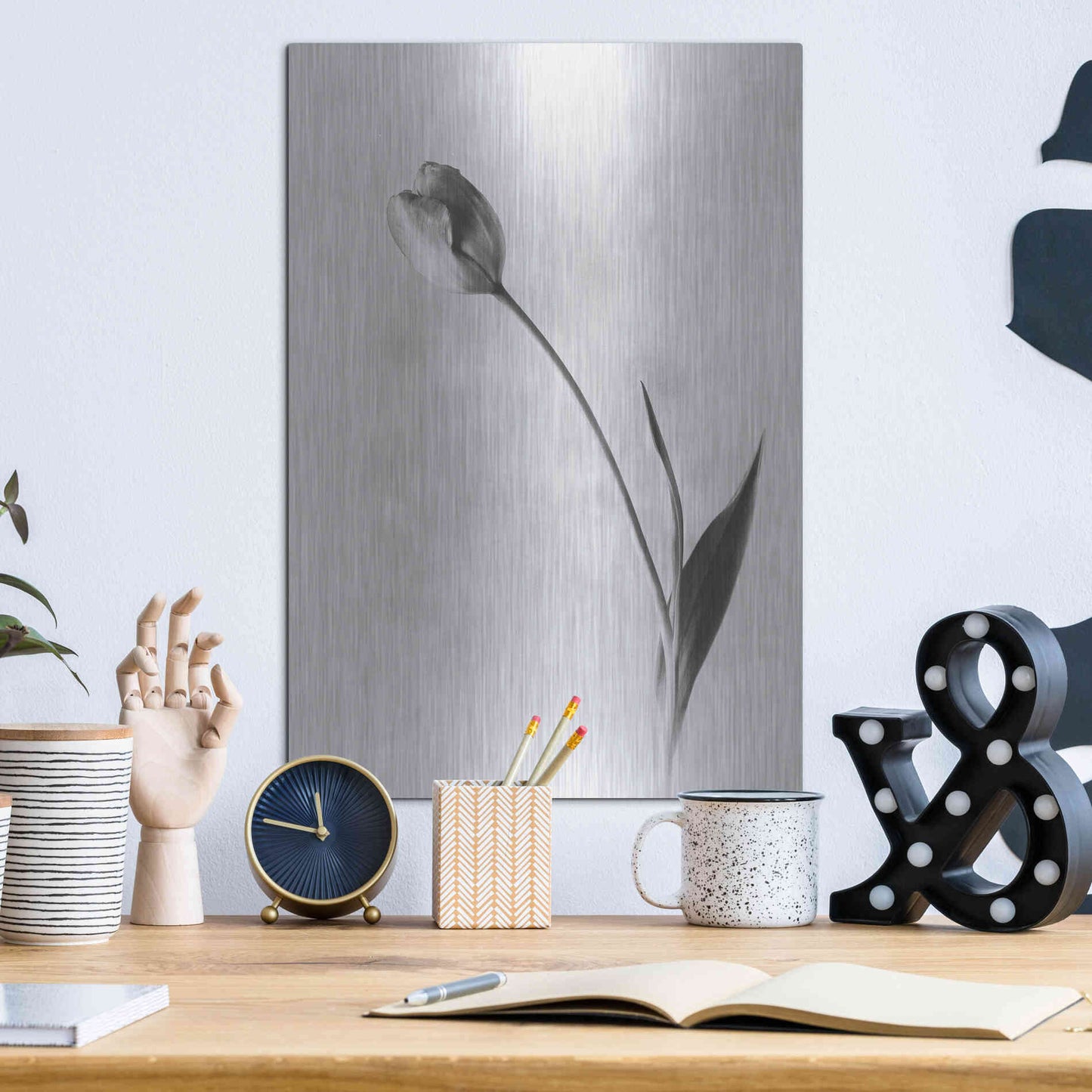 Luxe Metal Art 'Soft Tulips II' by Debra Van Swearingen, Metal Wall Art,12x16
