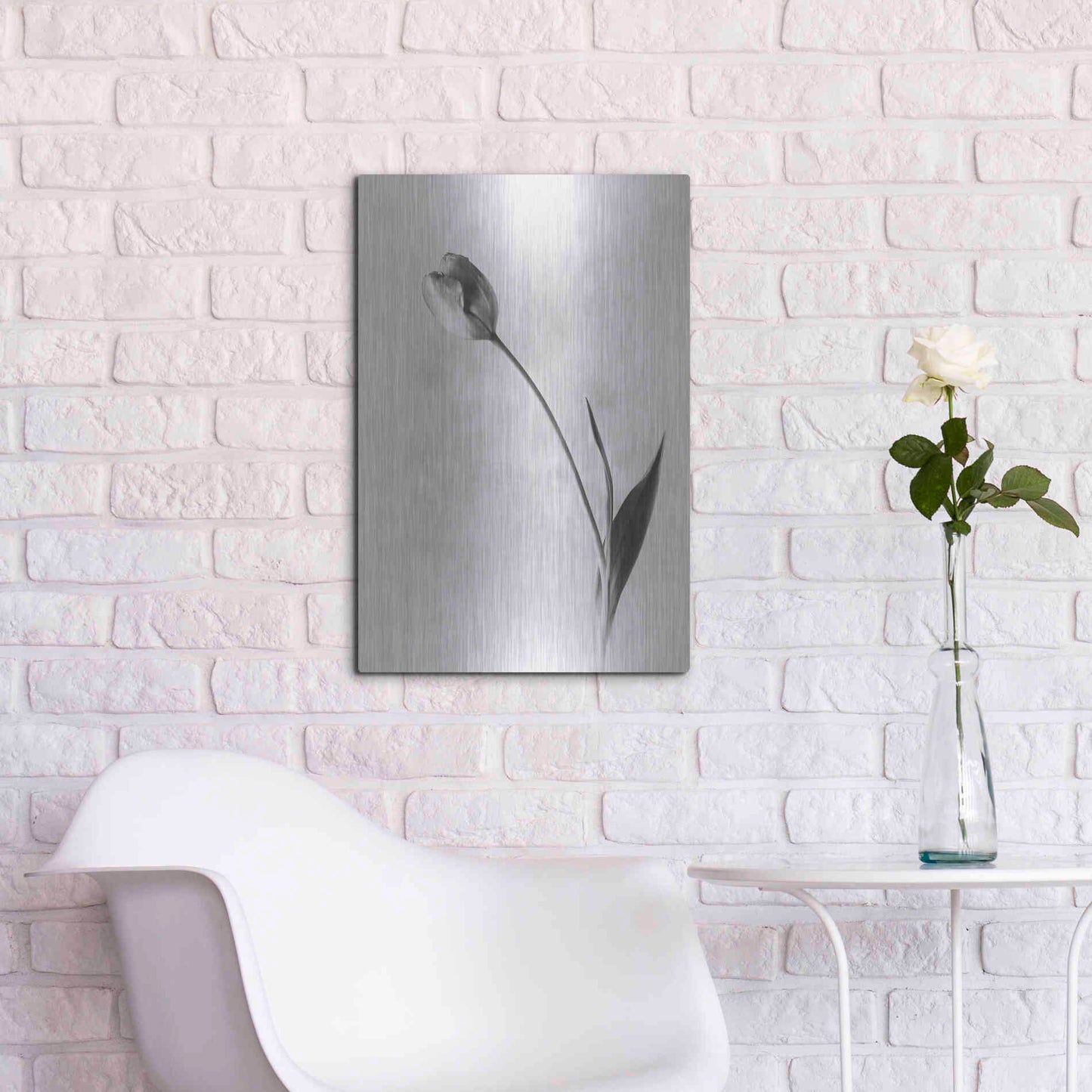 Luxe Metal Art 'Soft Tulips II' by Debra Van Swearingen, Metal Wall Art,16x24