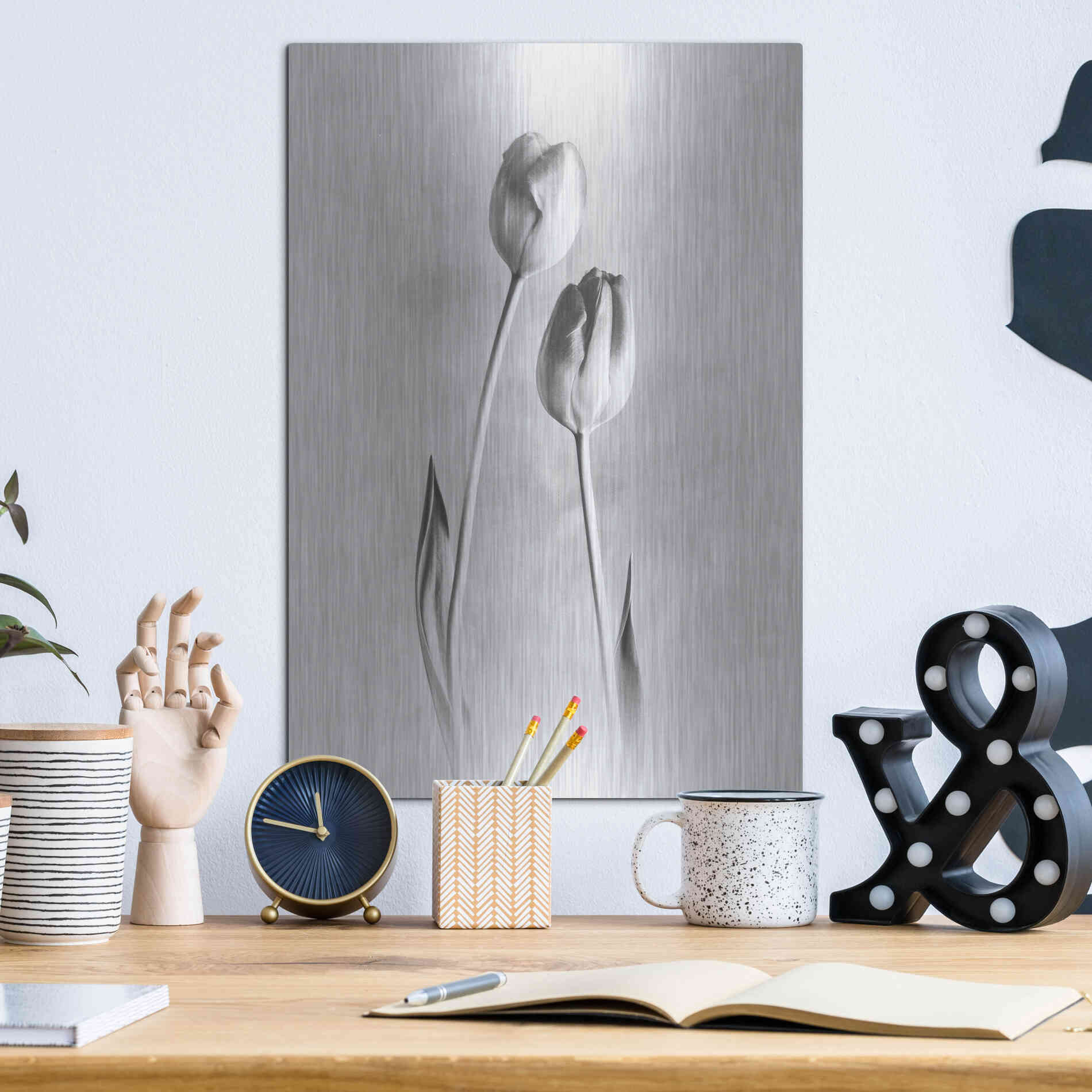 Luxe Metal Art 'Soft Tulips III' by Debra Van Swearingen, Metal Wall Art,12x16