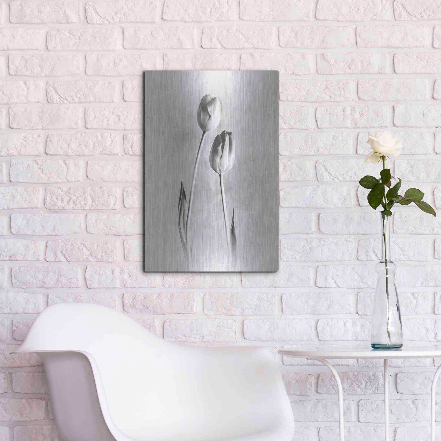 Luxe Metal Art 'Soft Tulips III' by Debra Van Swearingen, Metal Wall Art,16x24