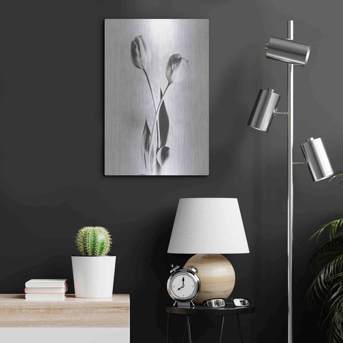 Luxe Metal Art 'Soft Tulips IV' by Debra Van Swearingen, Metal Wall Art,16x24