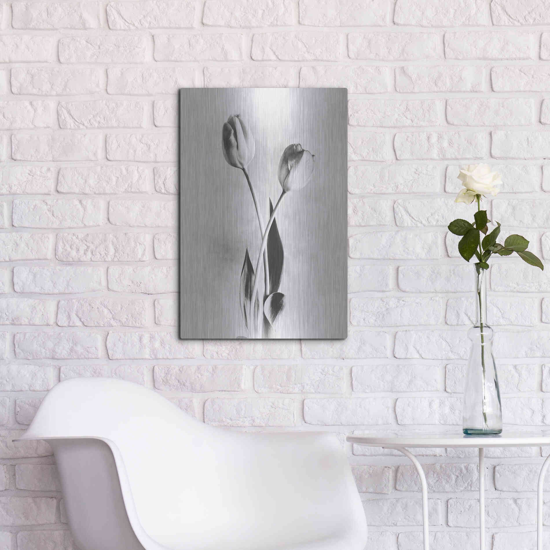 Luxe Metal Art 'Soft Tulips IV' by Debra Van Swearingen, Metal Wall Art,16x24