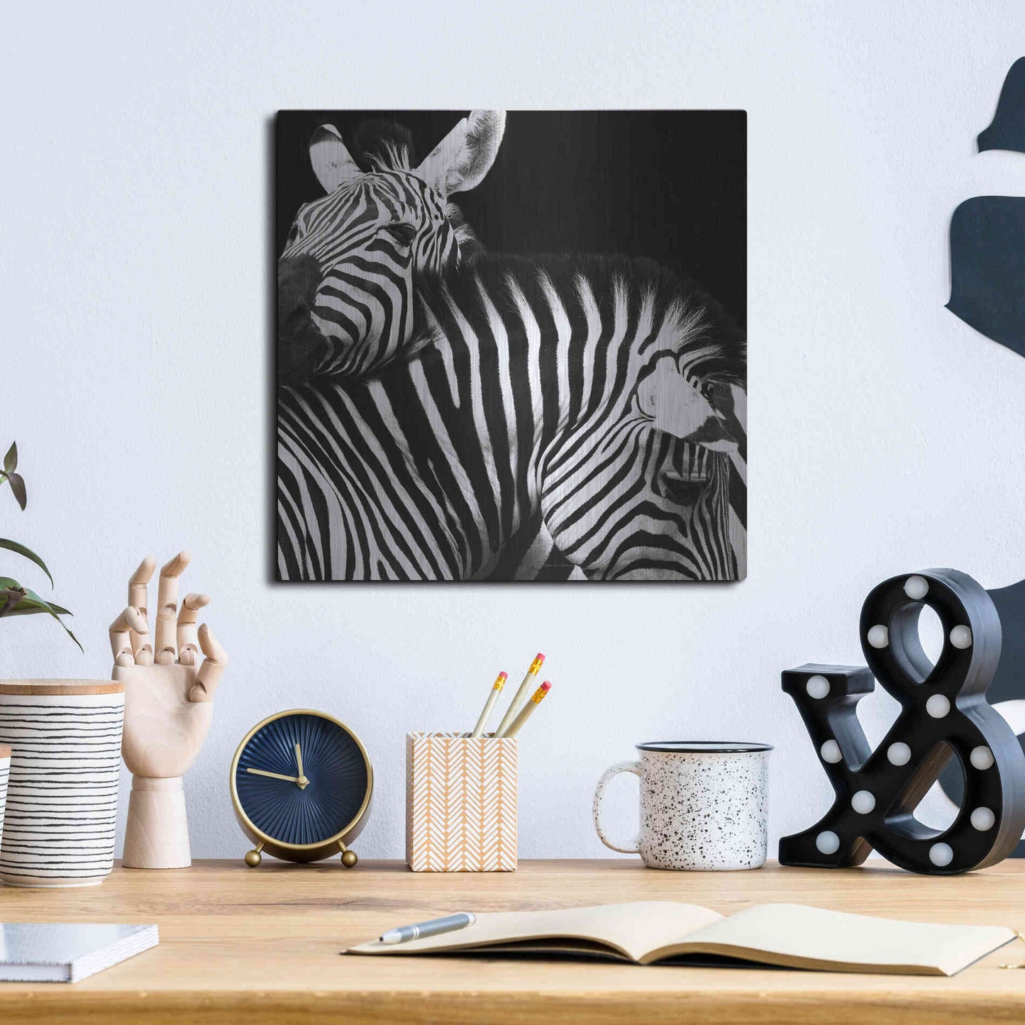 Luxe Metal Art 'Zebra VI' by Debra Van Swearingen, Metal Wall Art,12x12