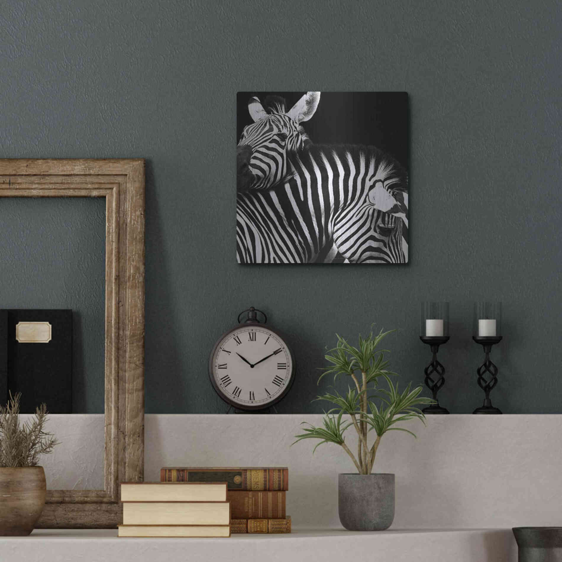 Luxe Metal Art 'Zebra VI' by Debra Van Swearingen, Metal Wall Art,12x12