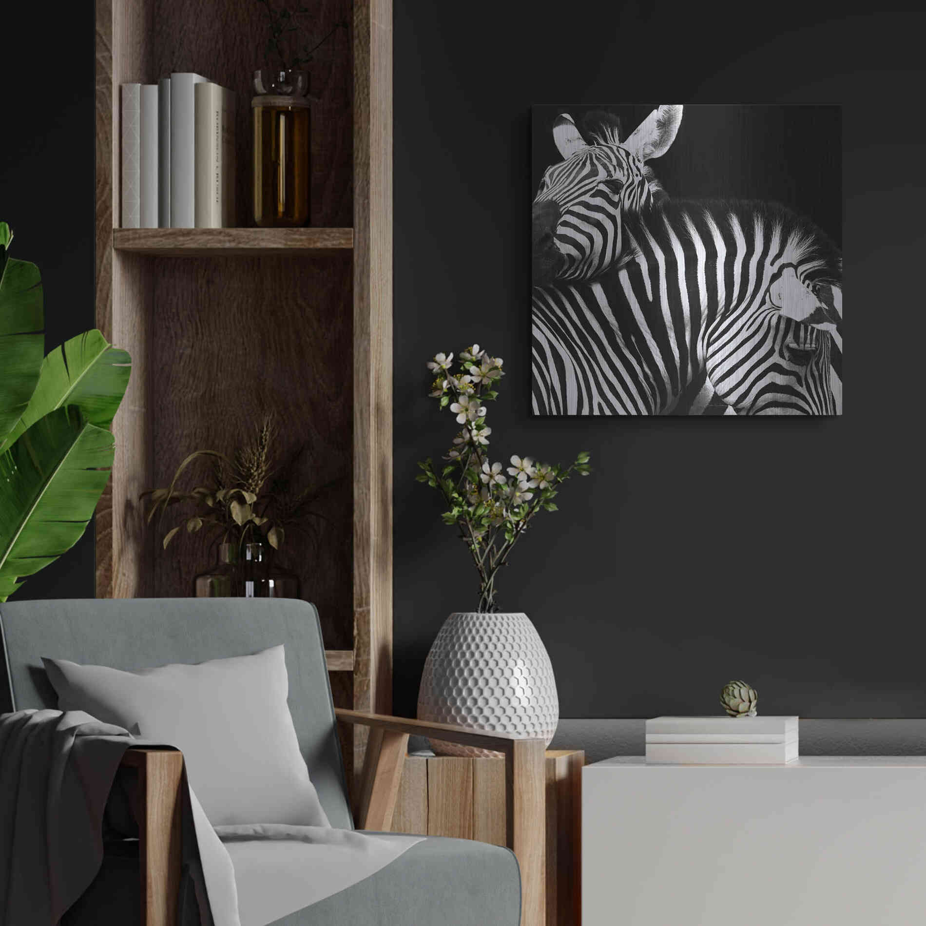 Luxe Metal Art 'Zebra VI' by Debra Van Swearingen, Metal Wall Art,24x24