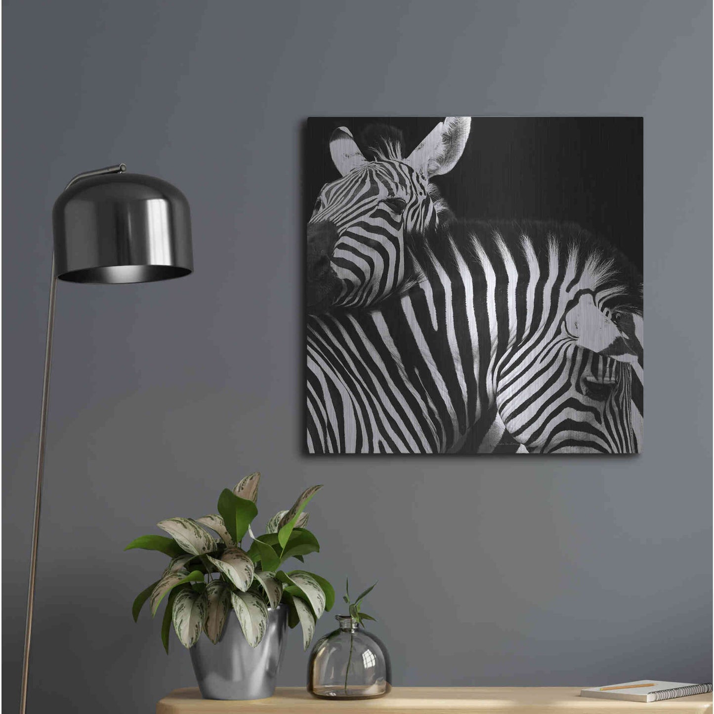 Luxe Metal Art 'Zebra VI' by Debra Van Swearingen, Metal Wall Art,24x24